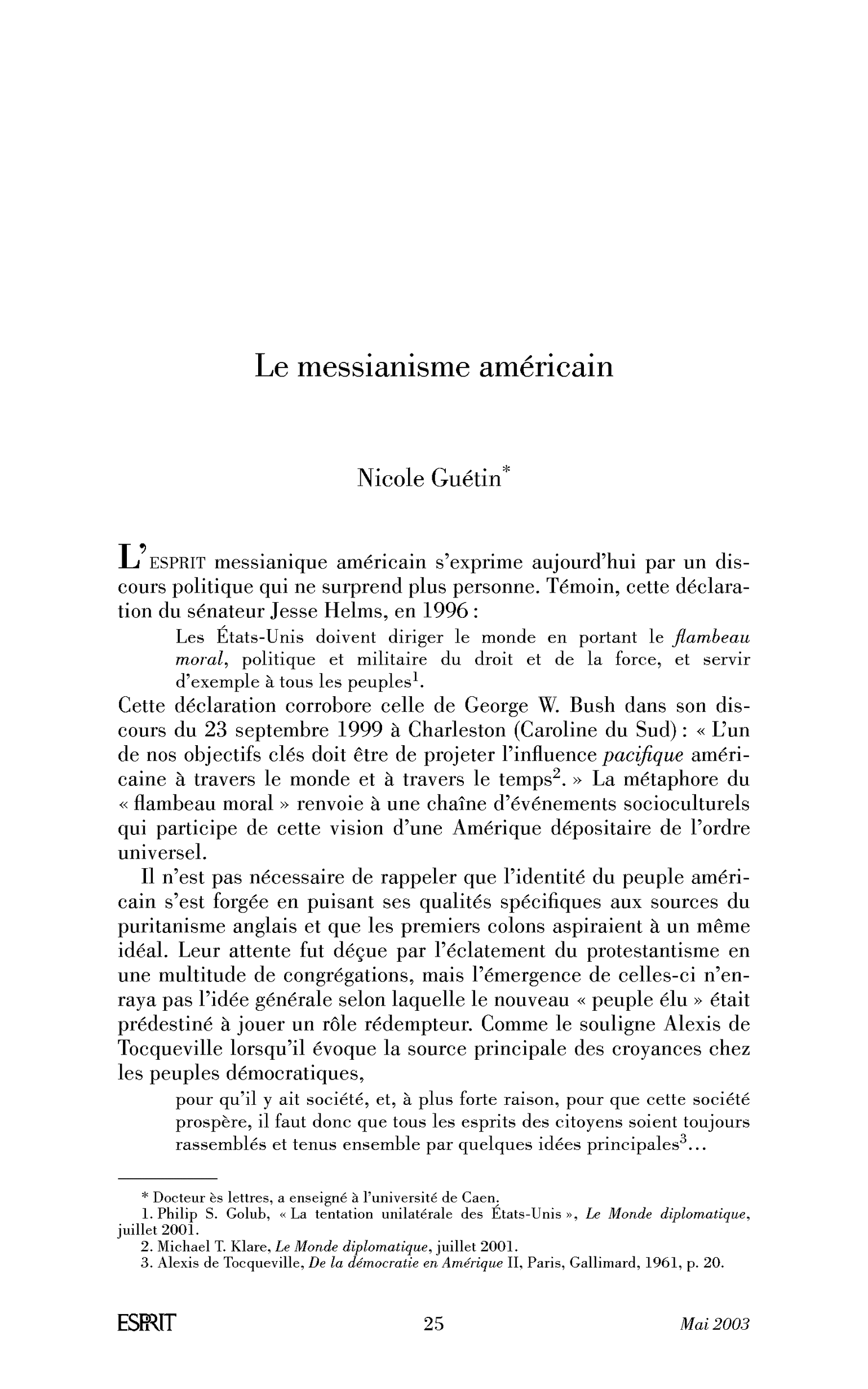 Le messianisme américain