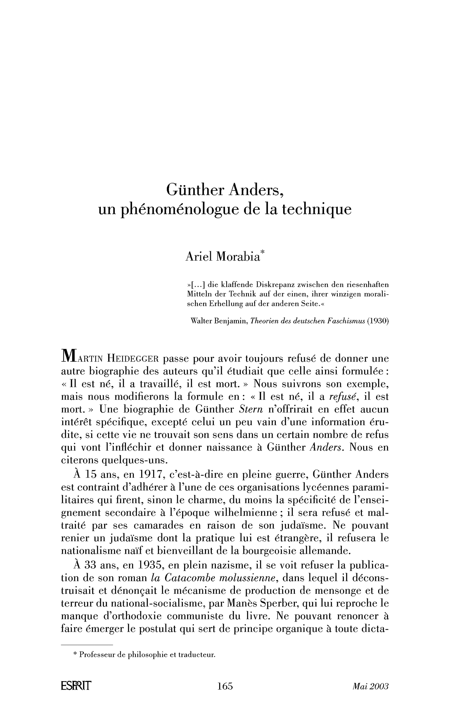 Günther Anders, un phénoménologue de la technique