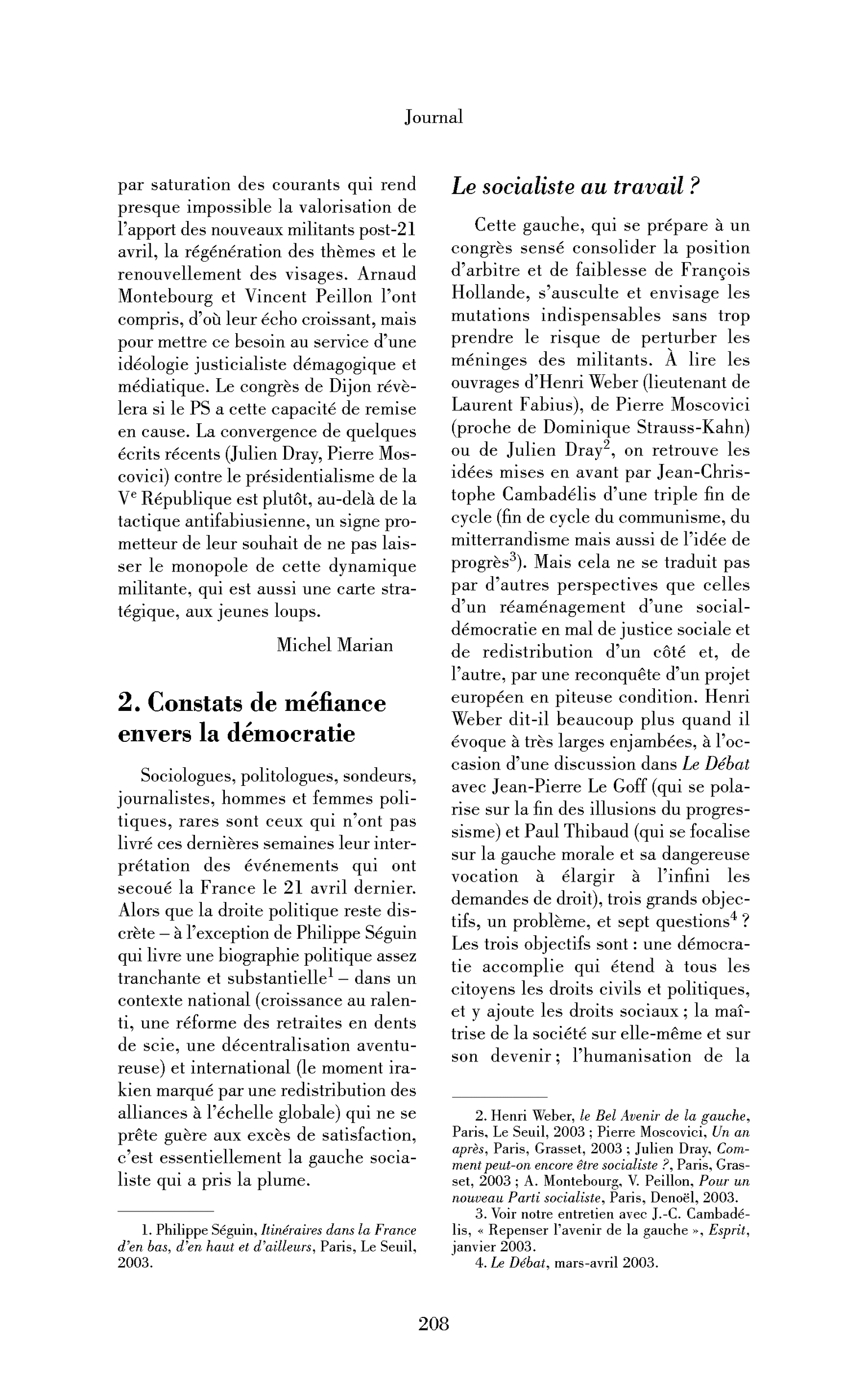 2. Constats de méfiance envers la démocratie