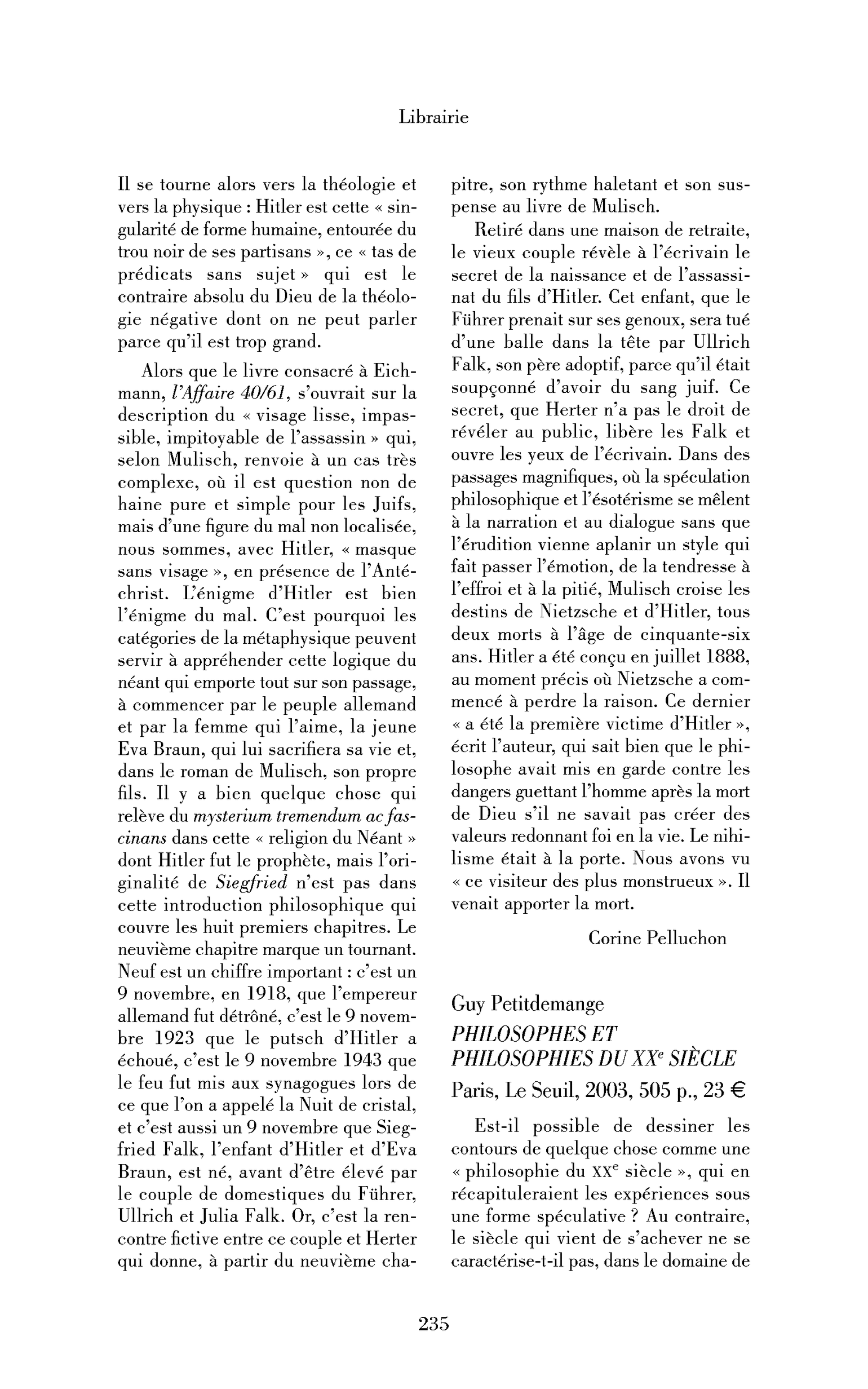 Guy Petitdemange: Philosophes et philosophies du XXe siècle