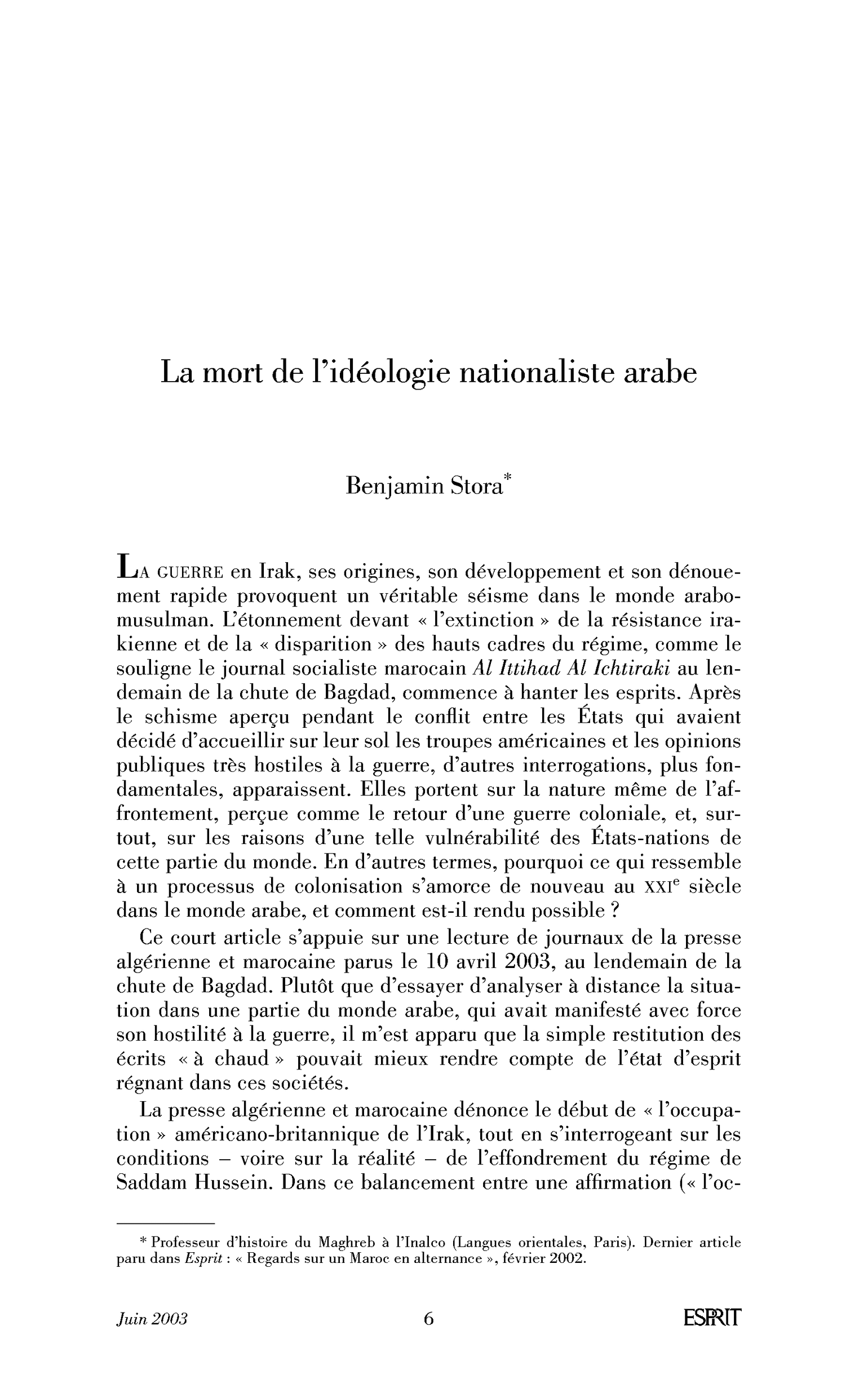 La mort de l’idéologie nationaliste arabe