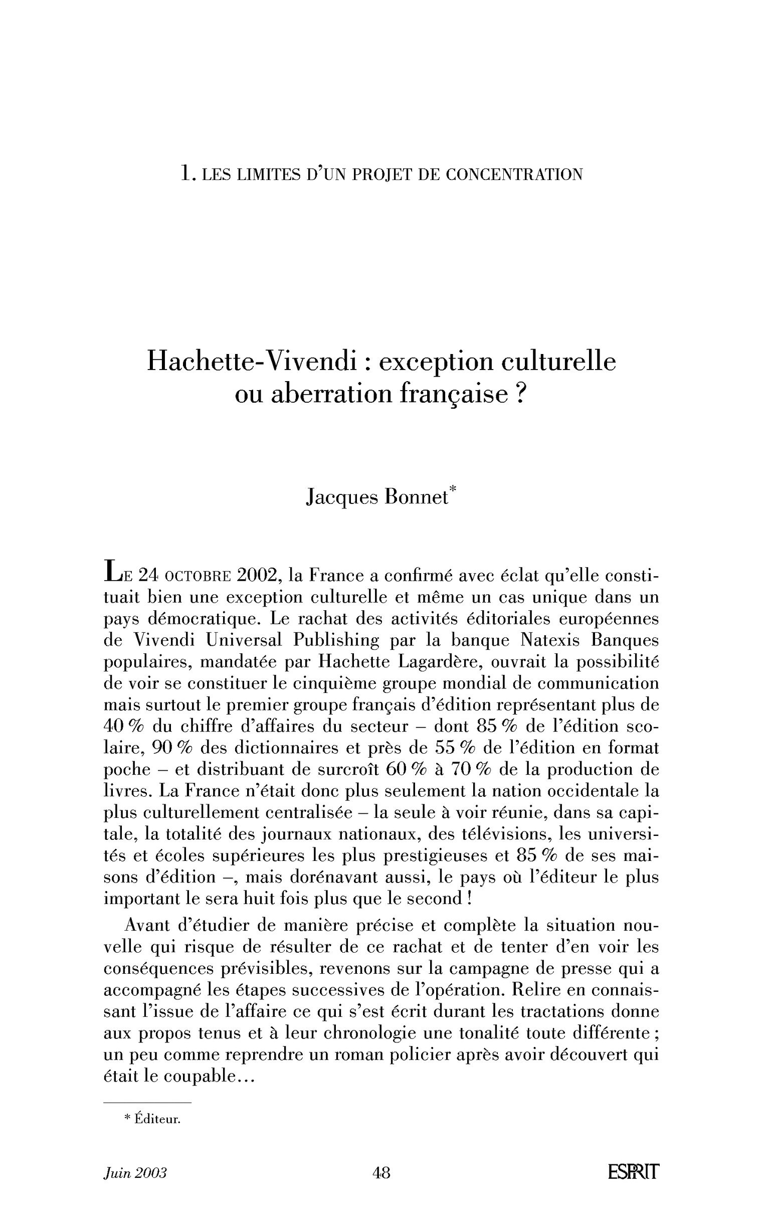 Hachette-Vivendi: exception culturelle ou aberration française?