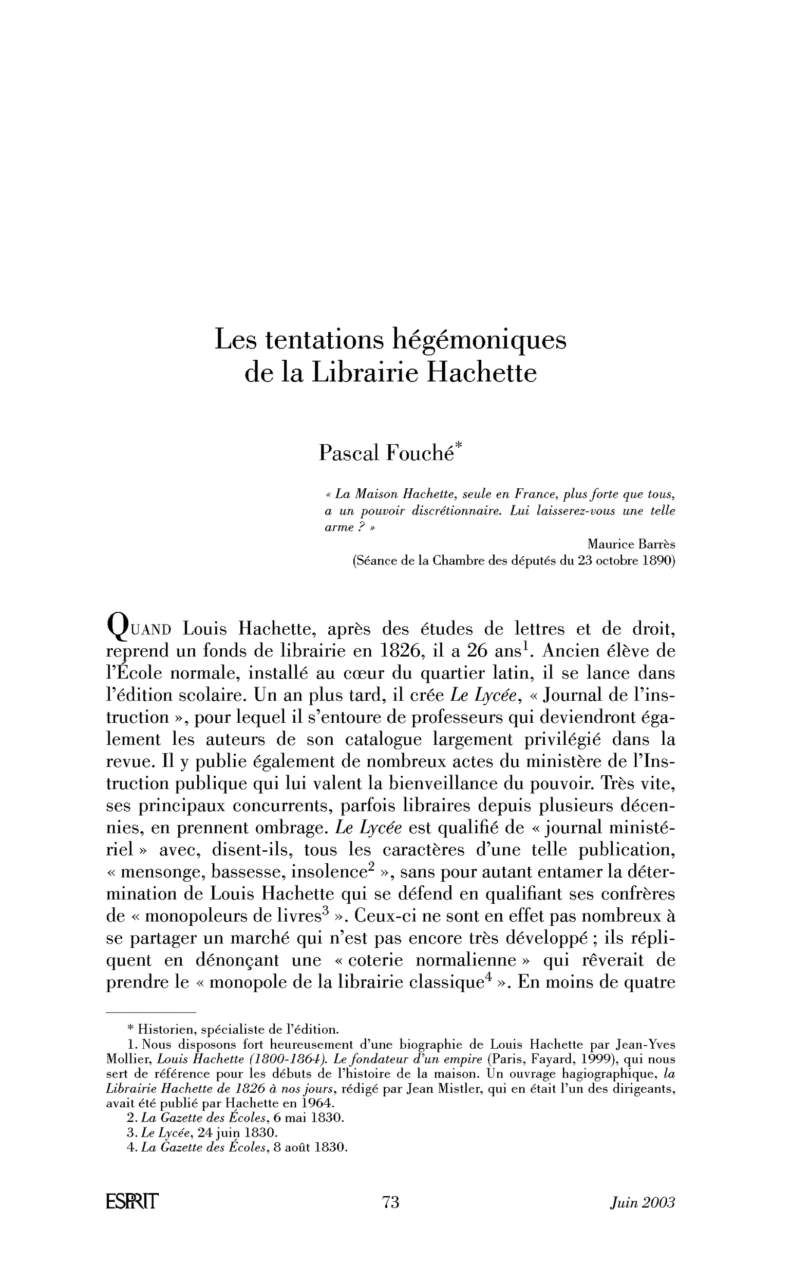 Les tentations hégémoniques de la Librairie Hachette