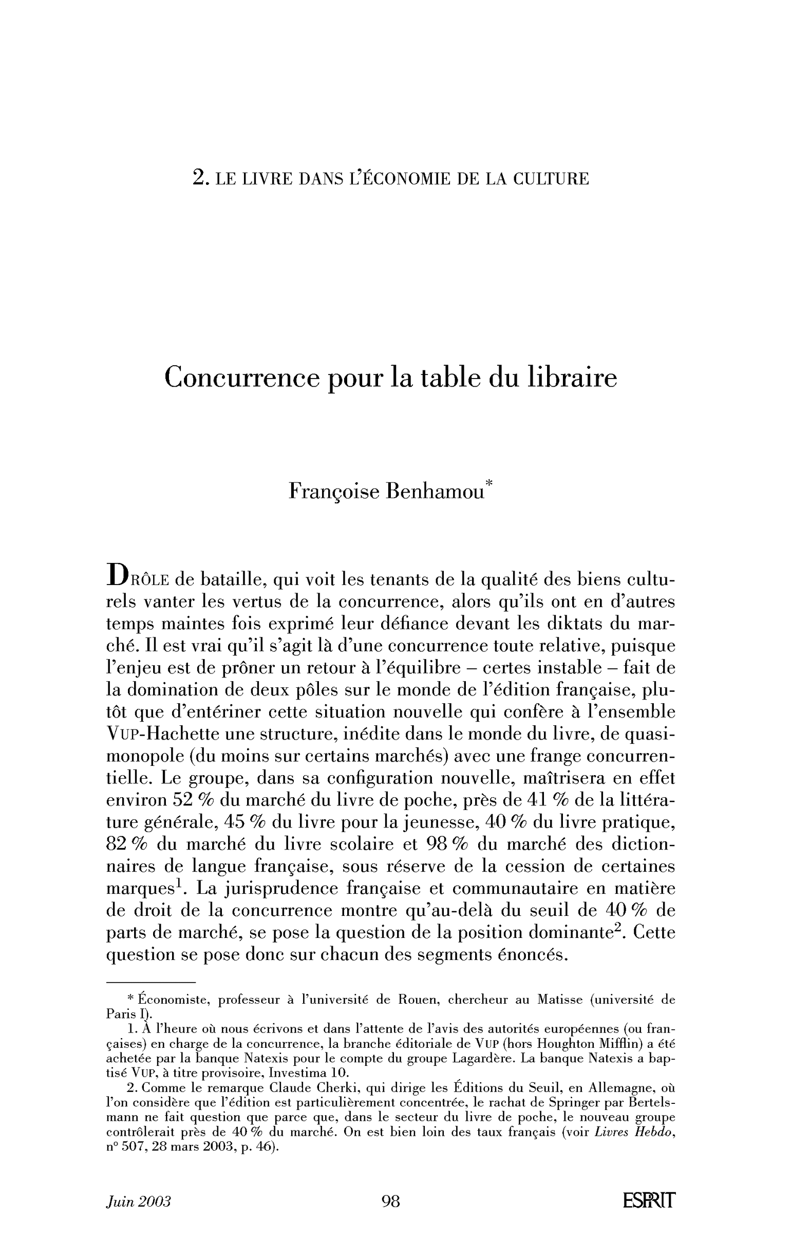 Concurrence pour la table du libraire