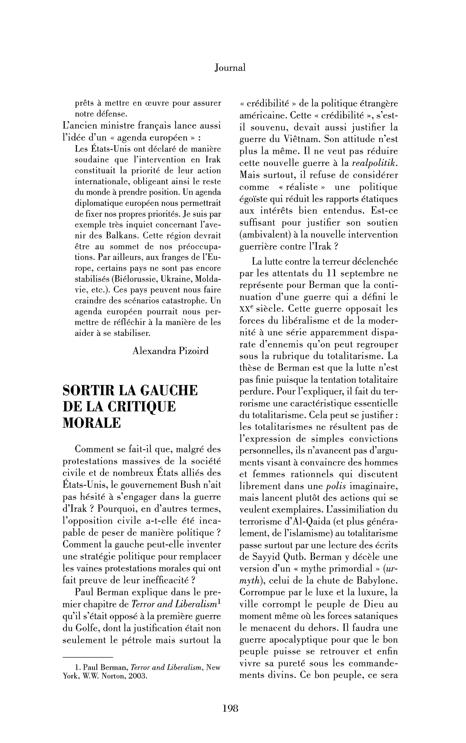Sortir la gauche de la critique morale