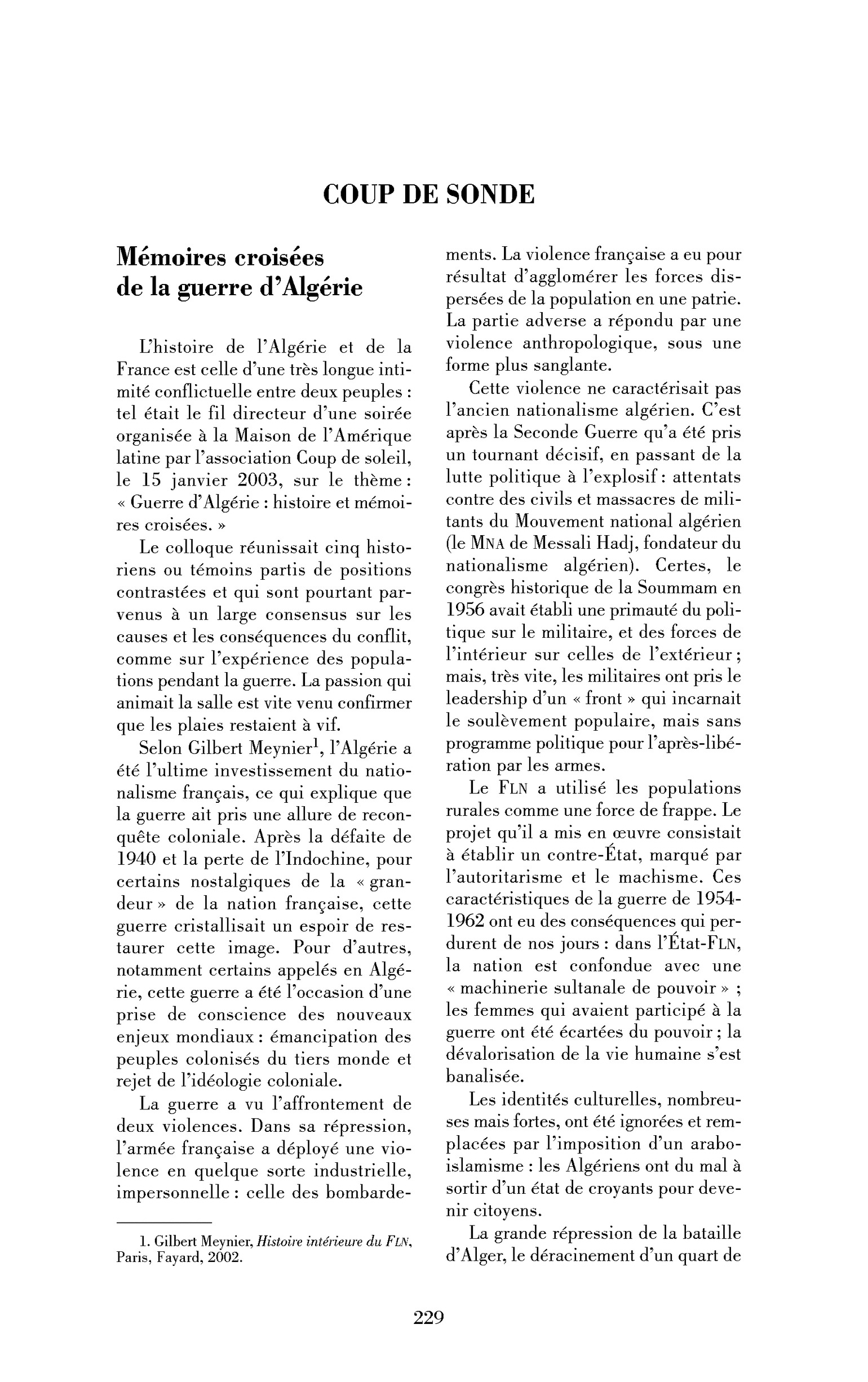 Mémoires croisées de la guerre d’Algérie