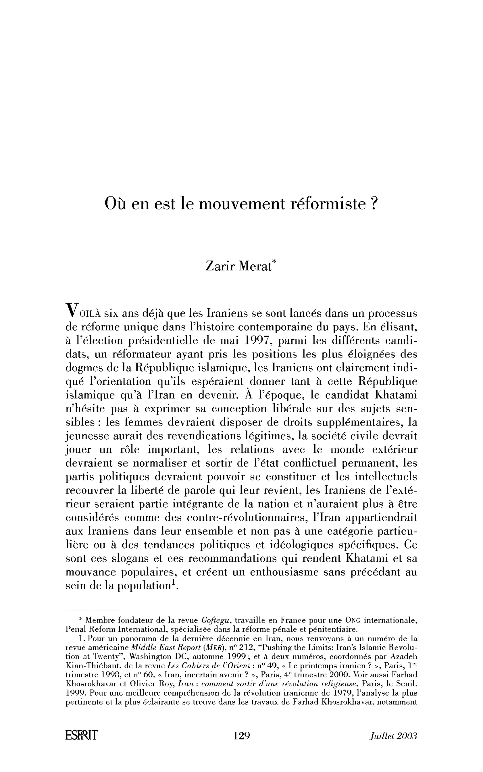 Où en est le mouvement réformiste?