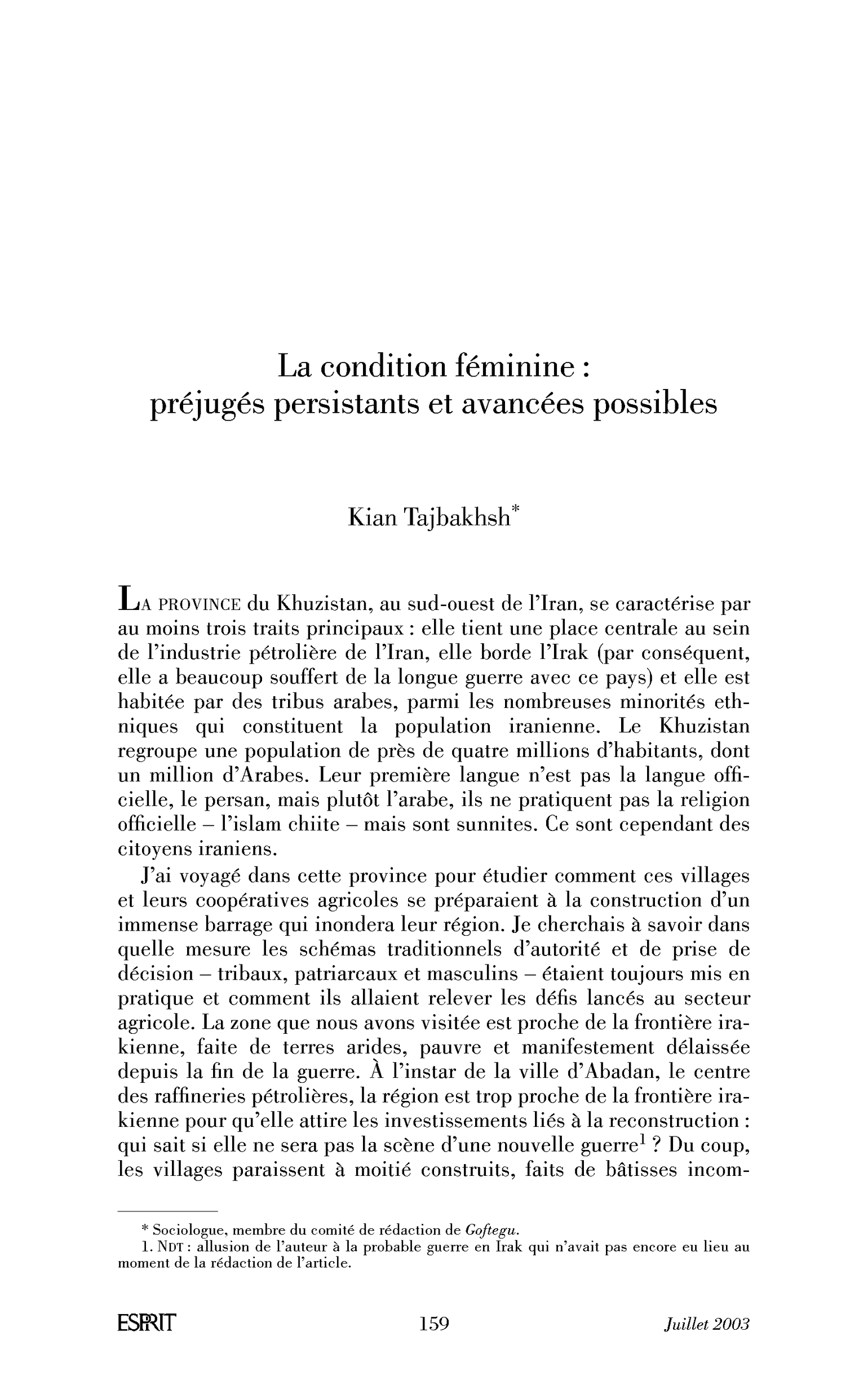 La condition féminine : préjugés persistants et avancées possibles