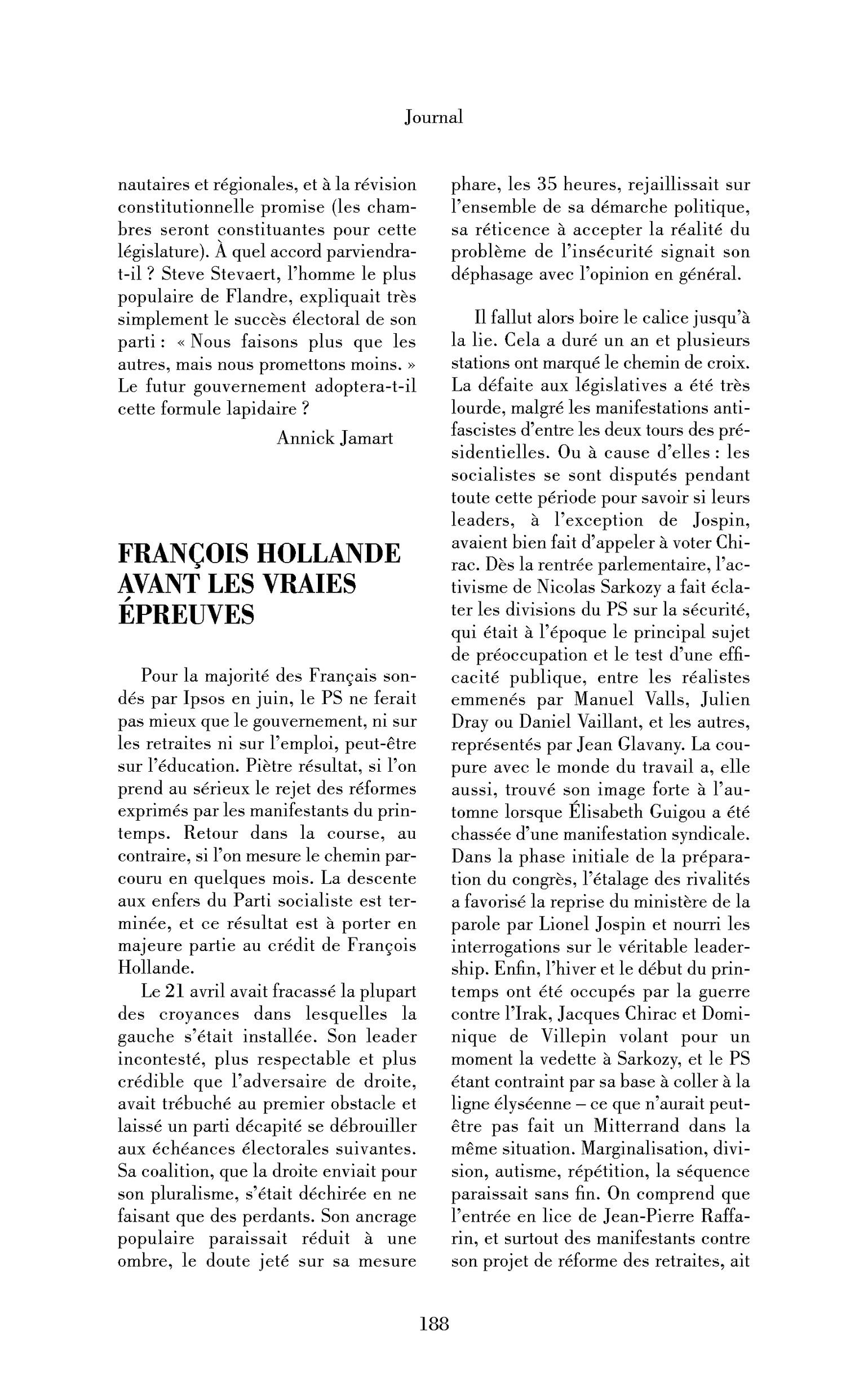 François Hollande avant les vraies épreuves