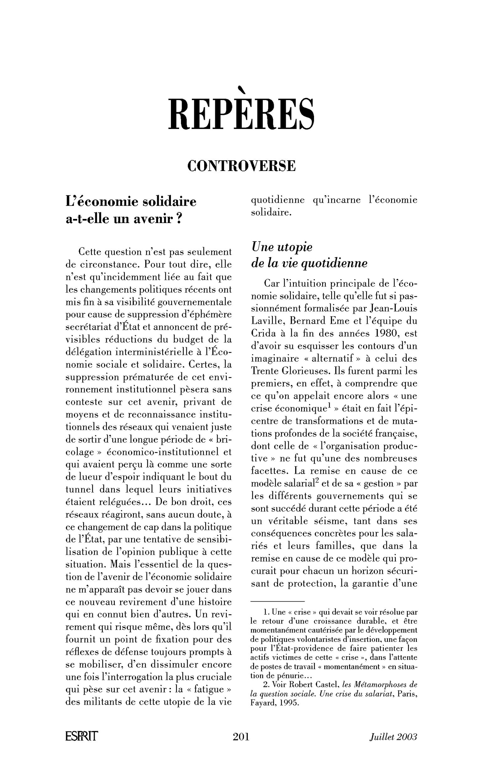 L’économie solidaire a-t-elle un avenir?