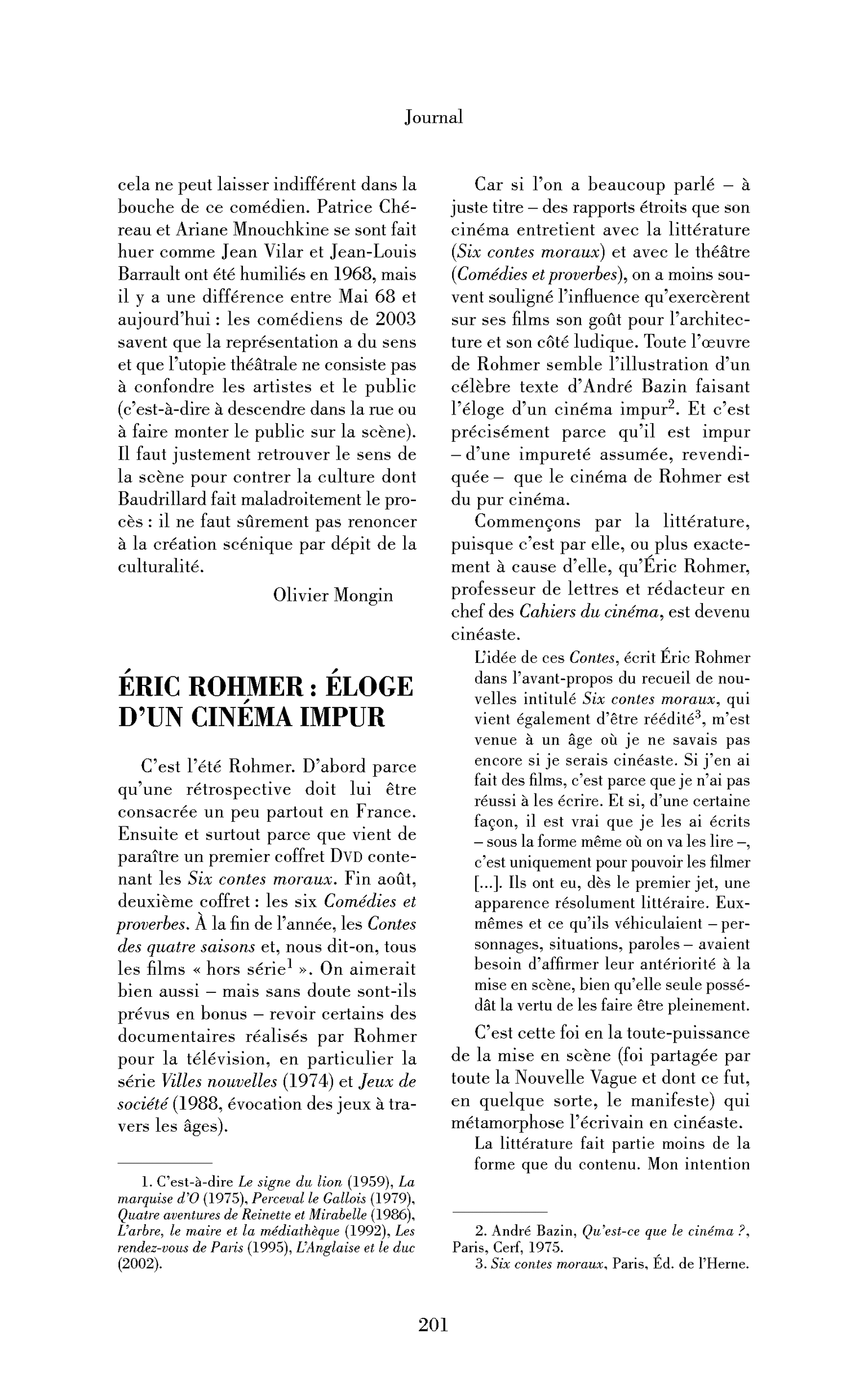 Éric Rohmer : éloge d’un cinéma impur