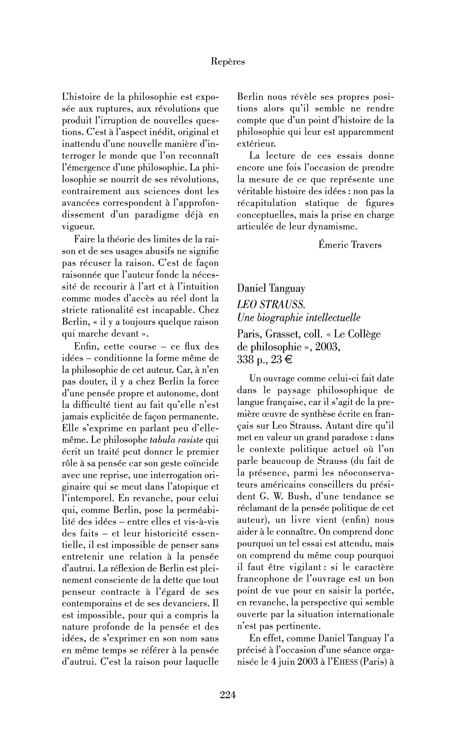Daniel Tanguay: Leo Strauss. Une biographie intellectuelle