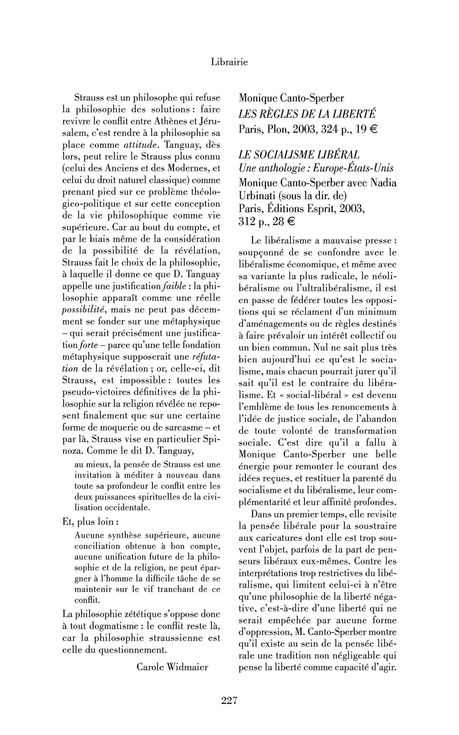 Monique Canto-Sperber: le Socialisme libéral