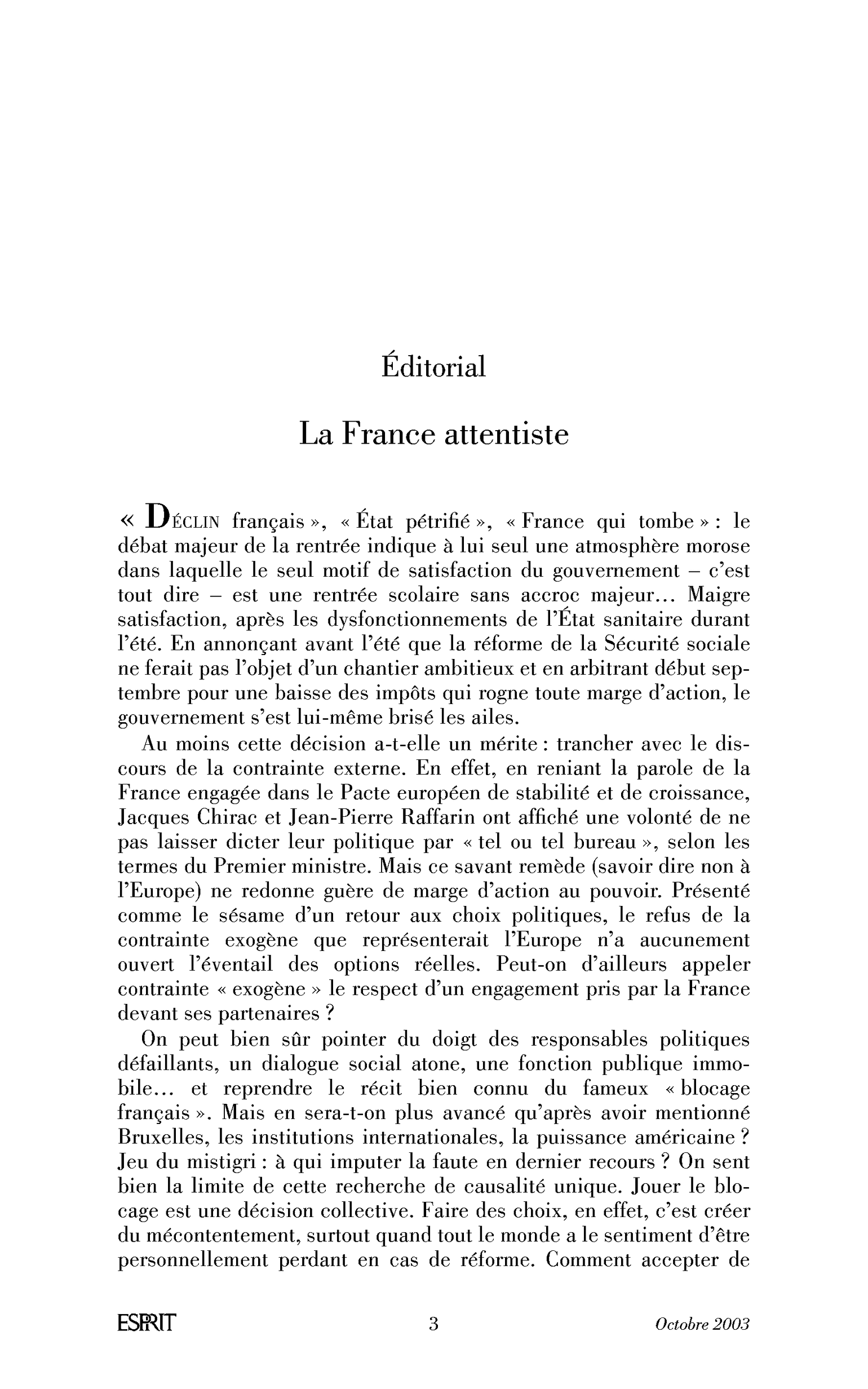 La France attentiste