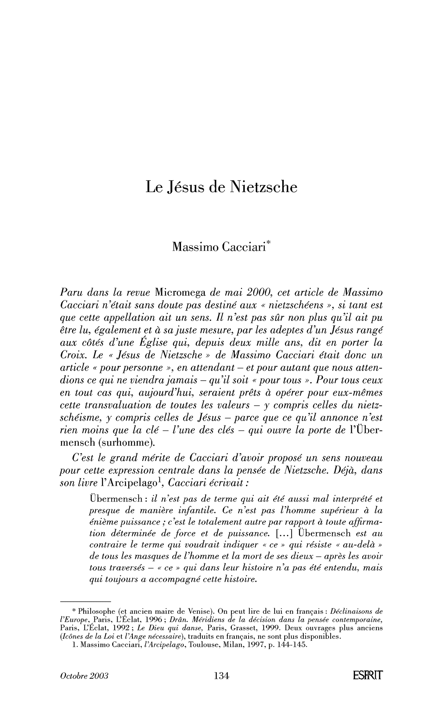 Le Jésus de Nietzsche