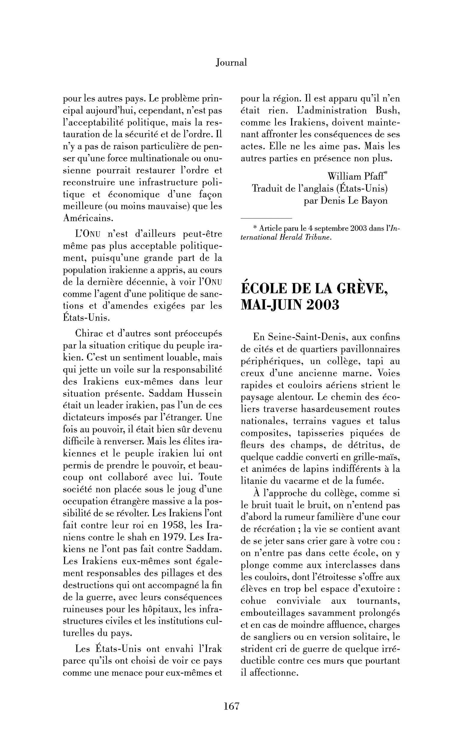 École de la grève, mai-juin 2003