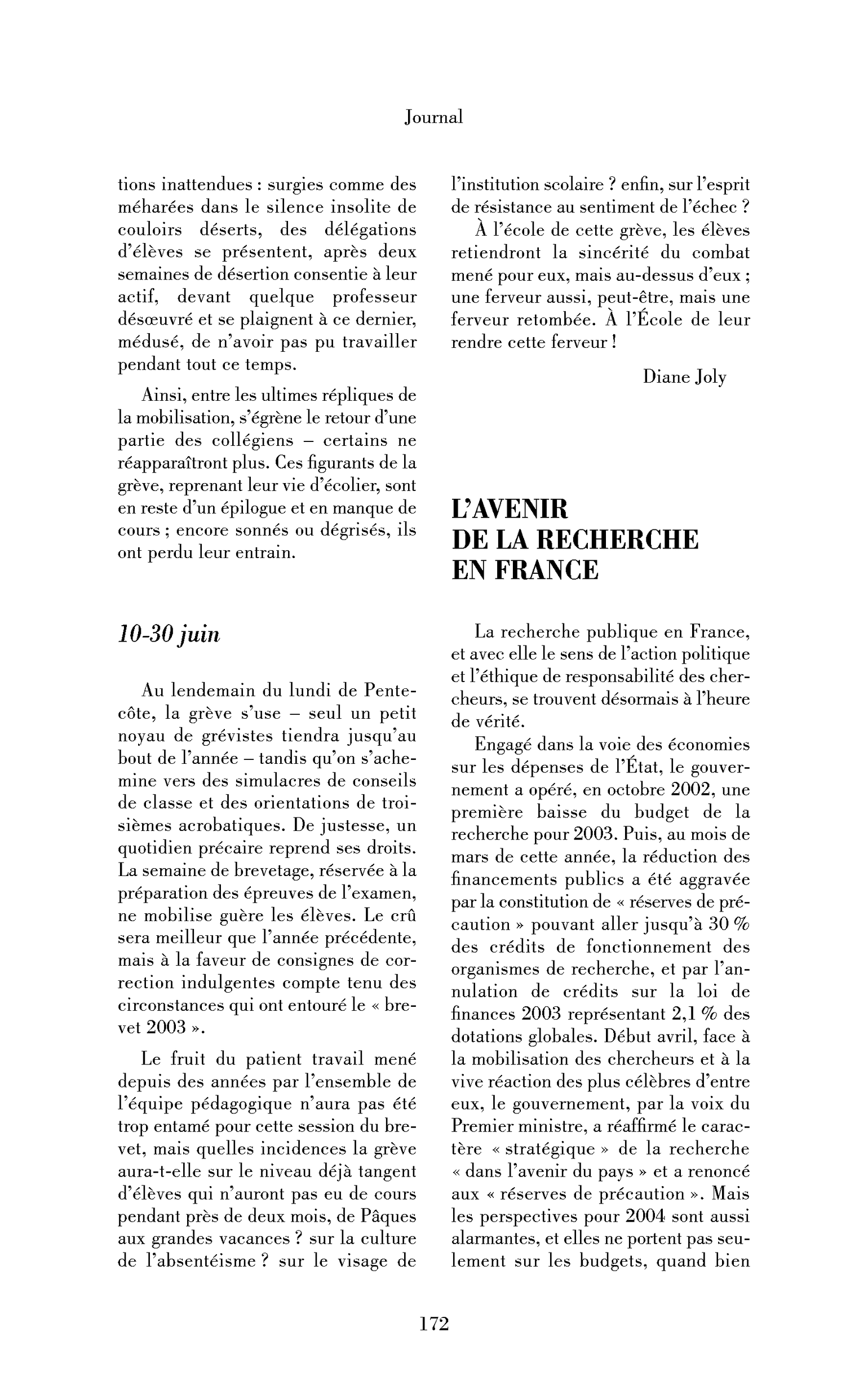 L’avenir de la recherche en France