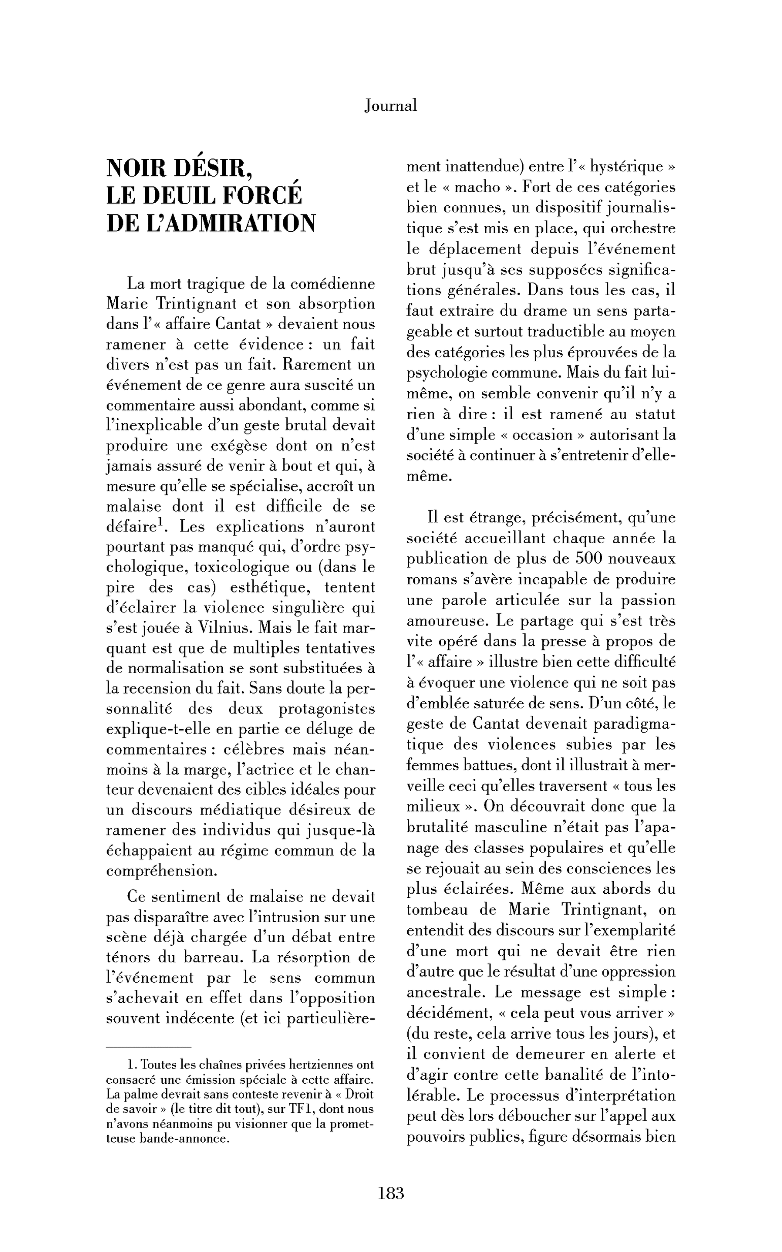 Noir Désir, le deuil forcé de l’admiration