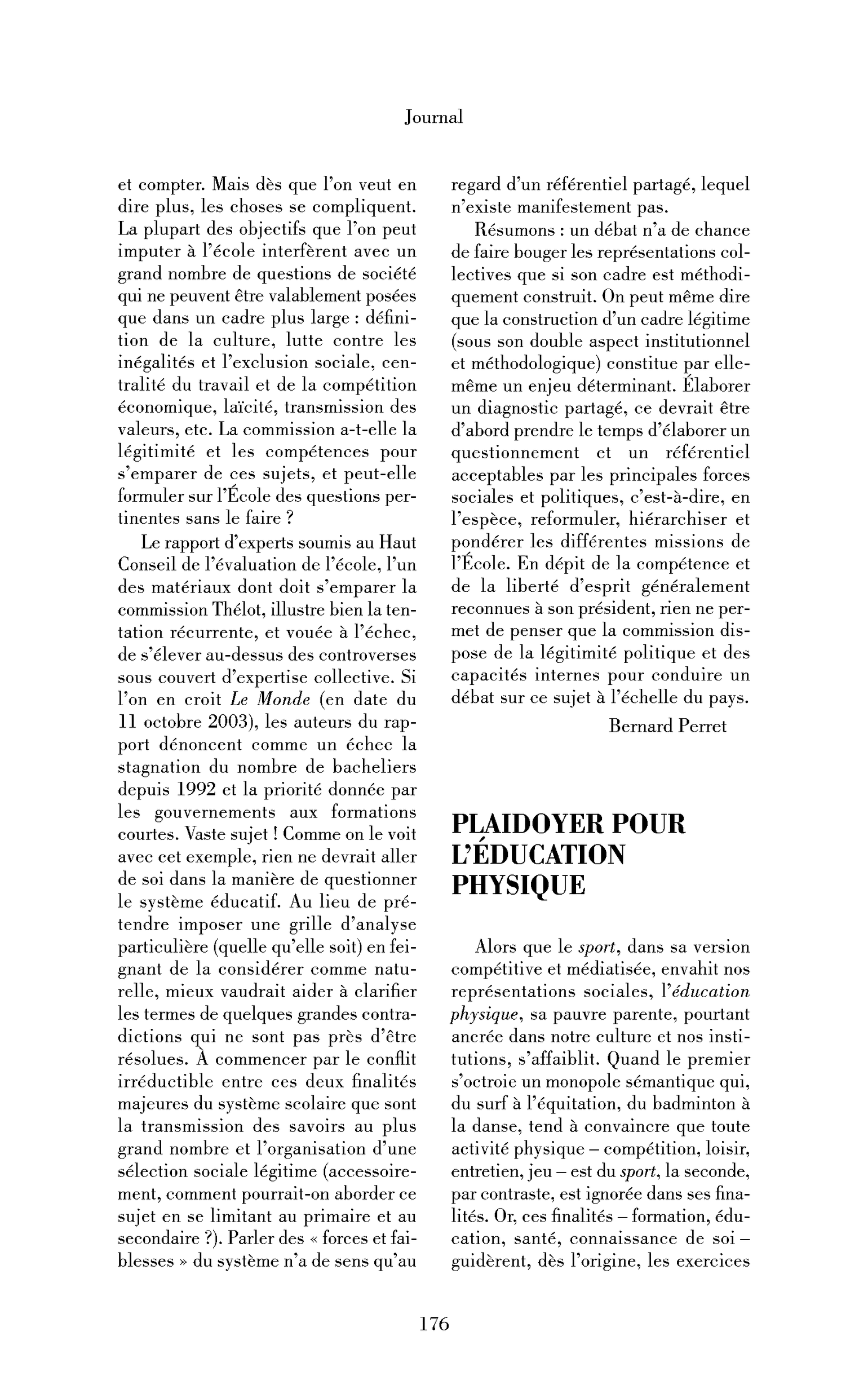 Plaidoyer pour l’éducation physique