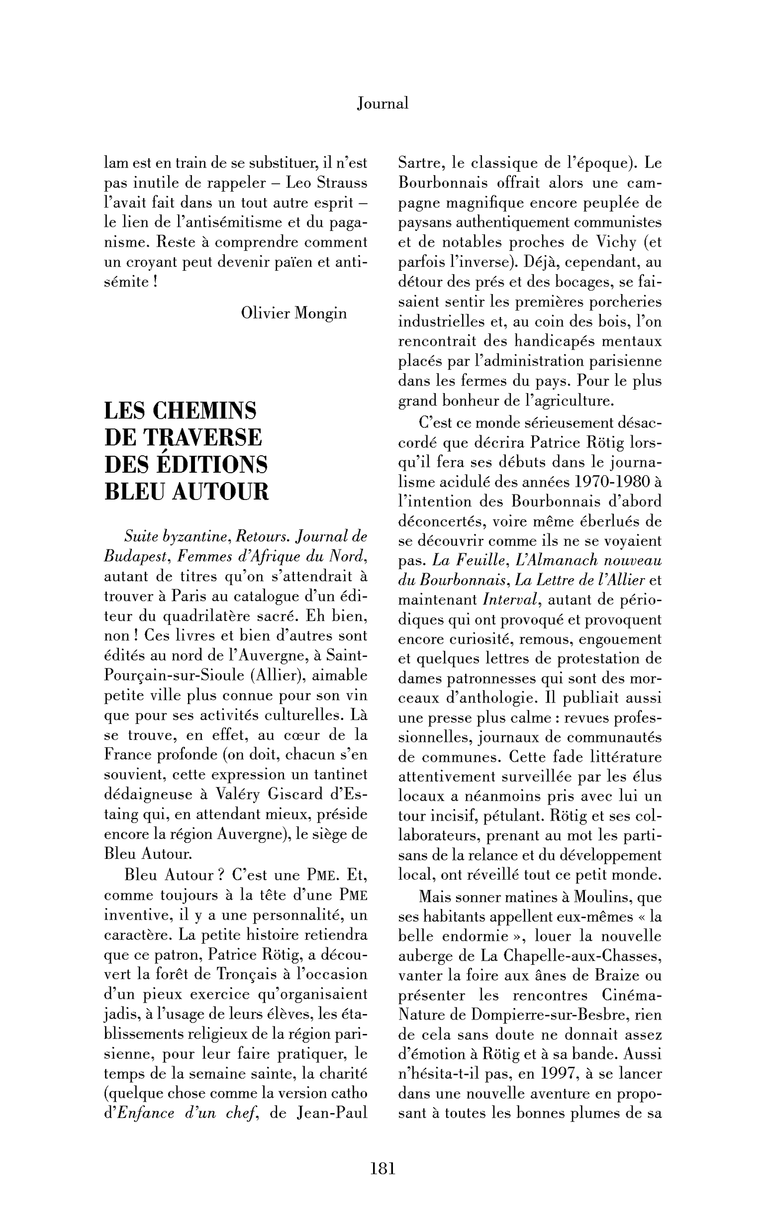 Les chemins de traverse des Éditions Bleu autour