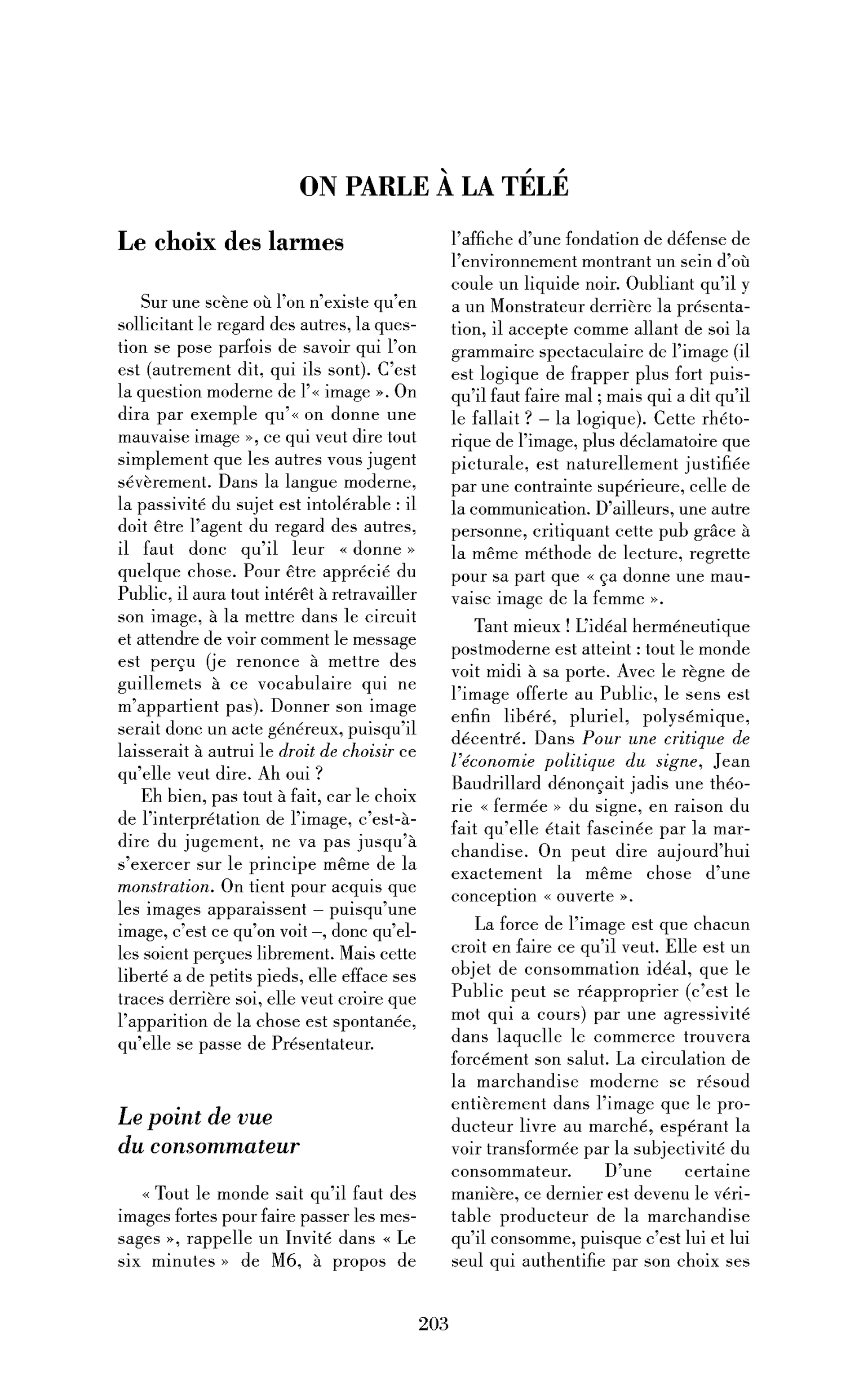 Le choix des larmes