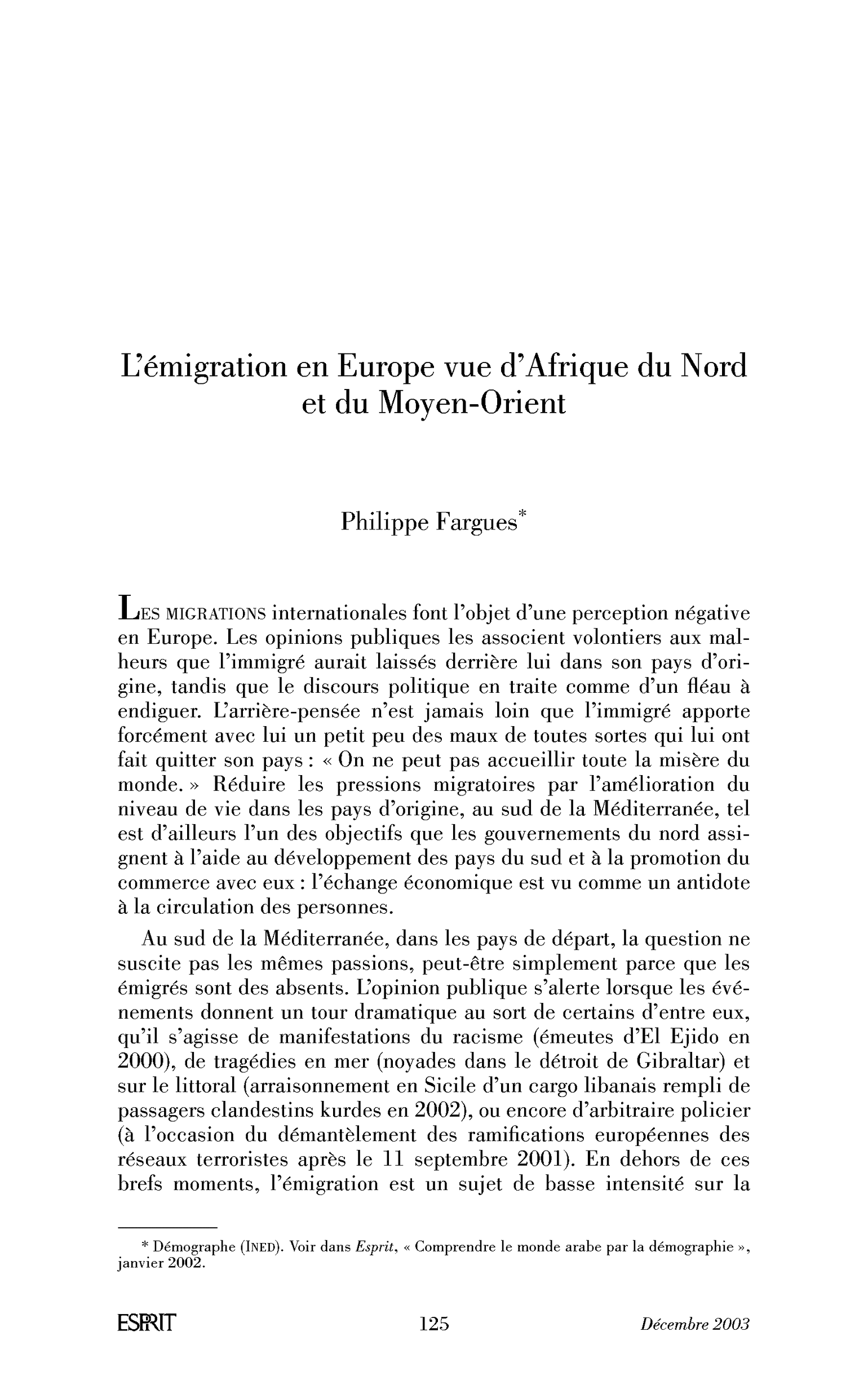 L’émigration en Europe vue d’Afrique du Nord et du Moyen-Orient