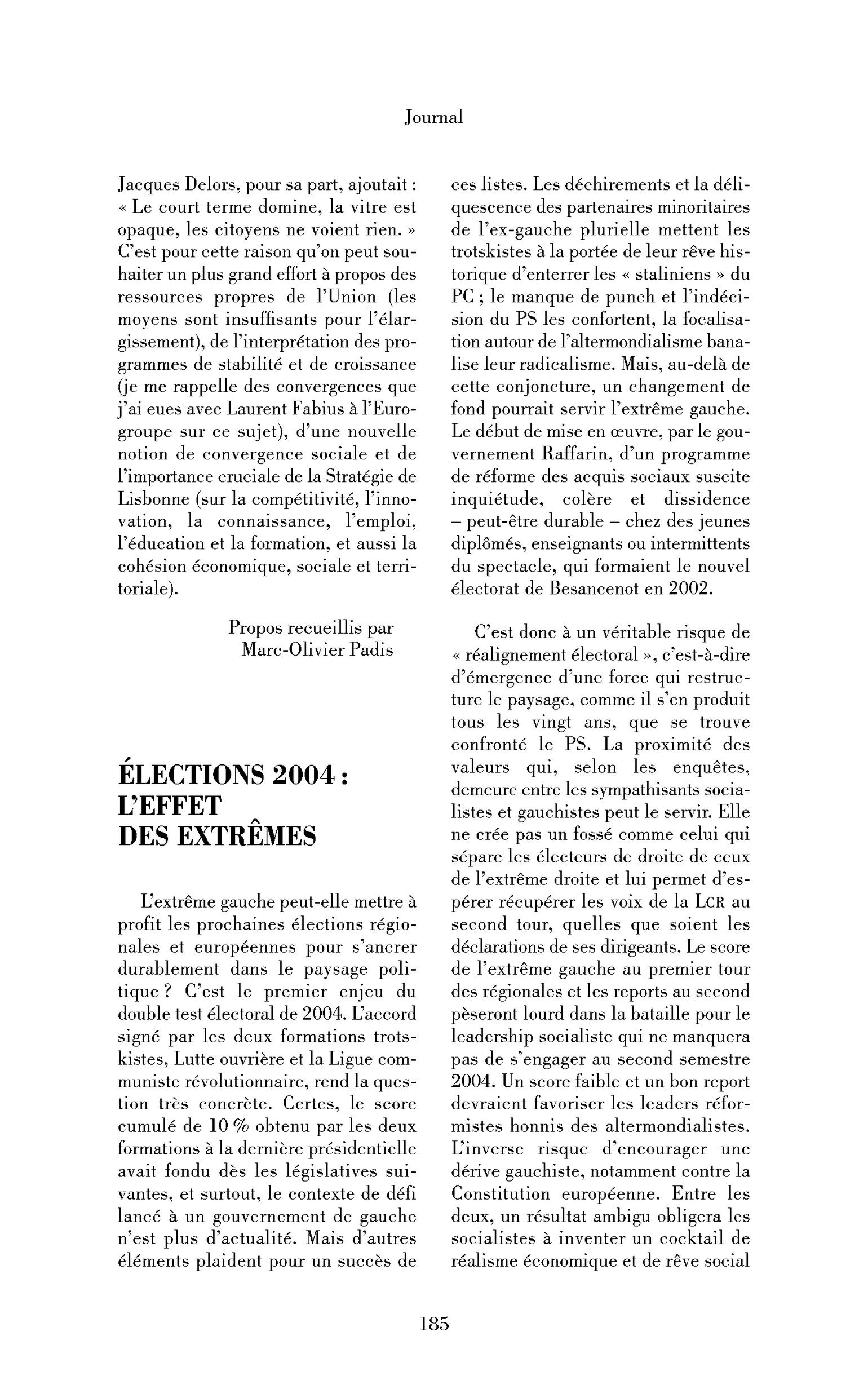 Élections 2004: l’effet des extrêmes
