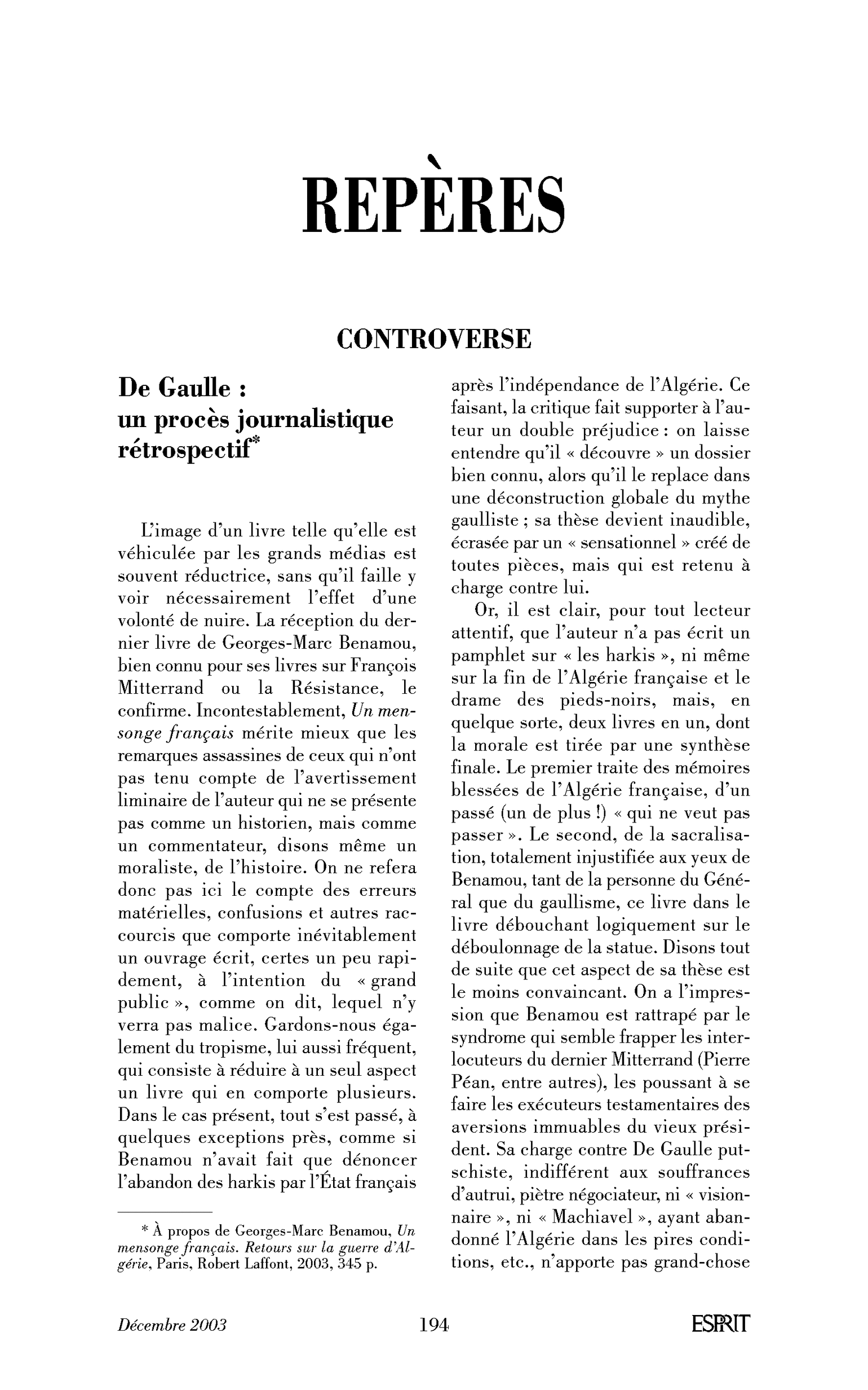 De Gaulle: un procès journalistique rétrospectif