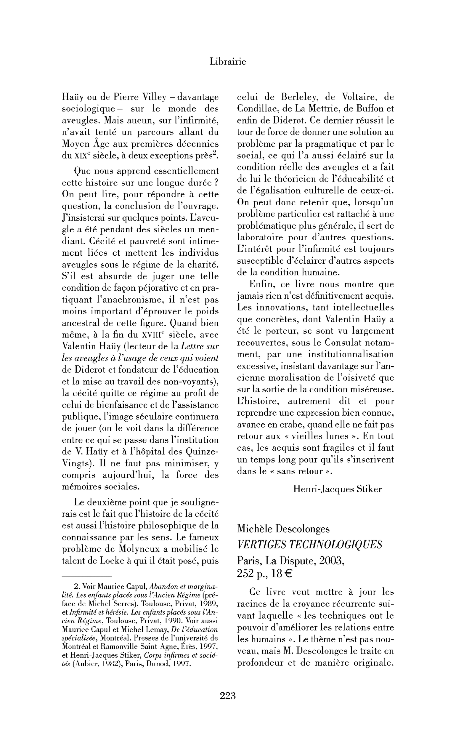 Michèle Descolonges: Vertiges technologiques