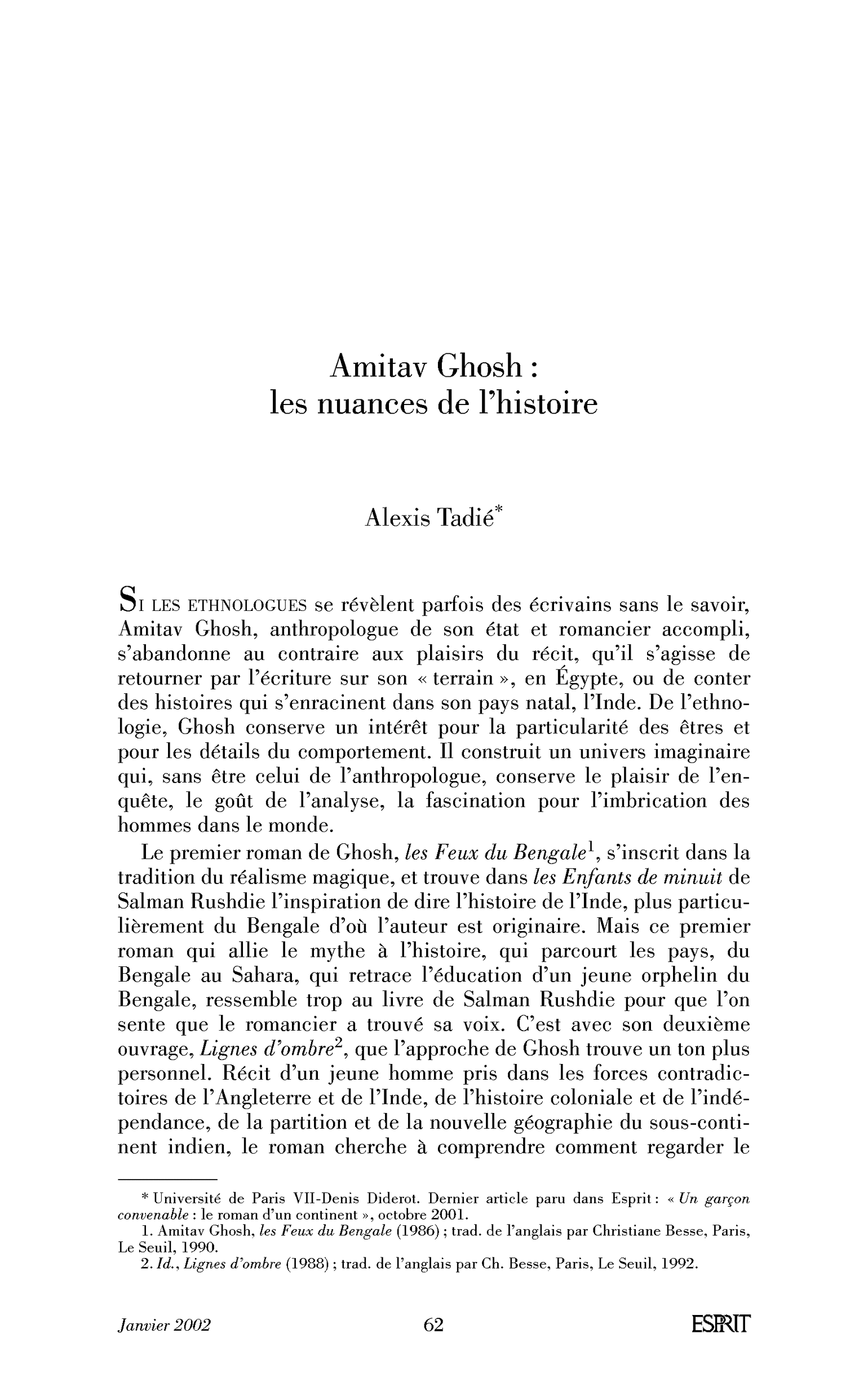 Amitav Ghosh: les nuances de l’histoire