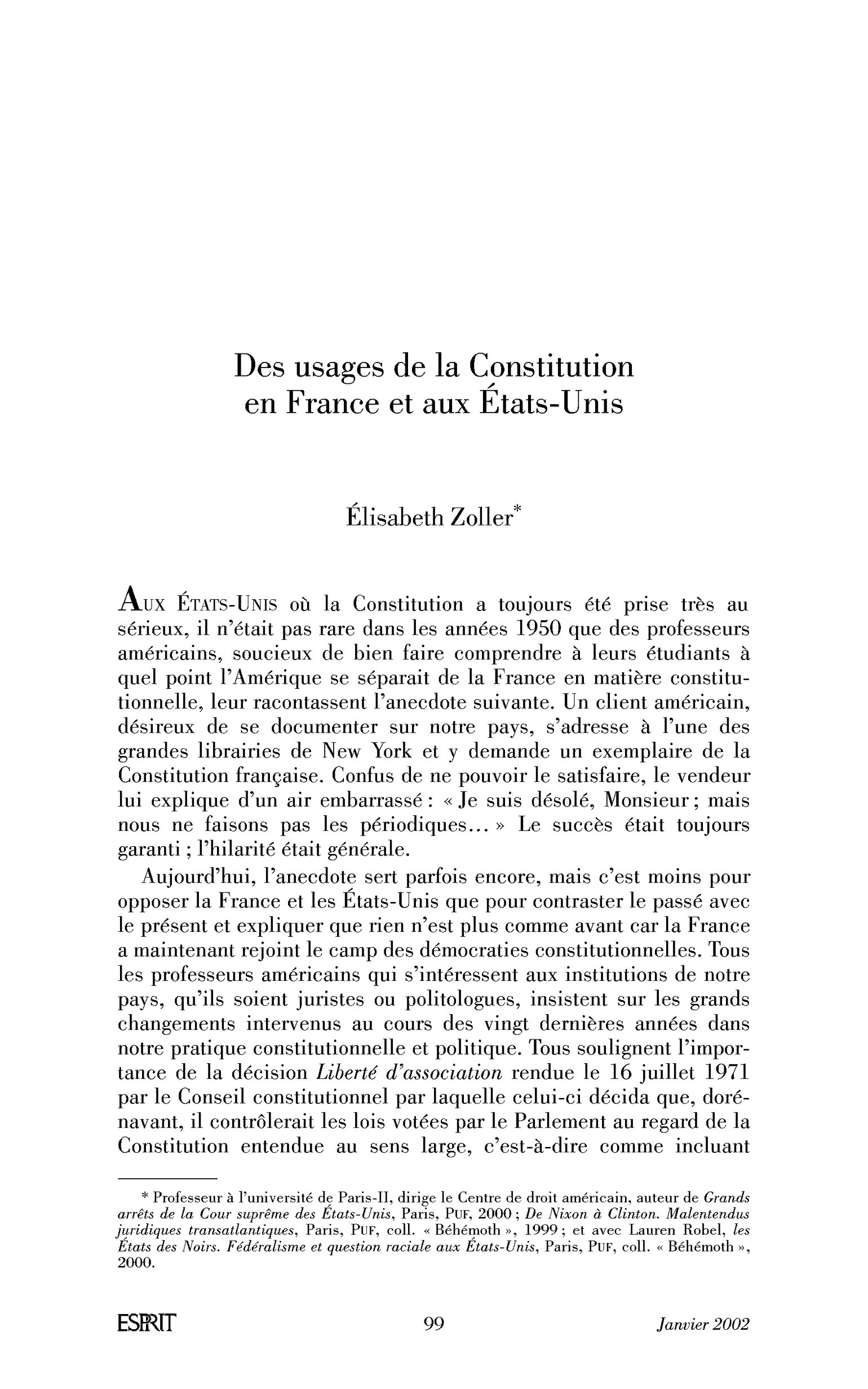 Des usages de la Constitution en France et aux États-Unis