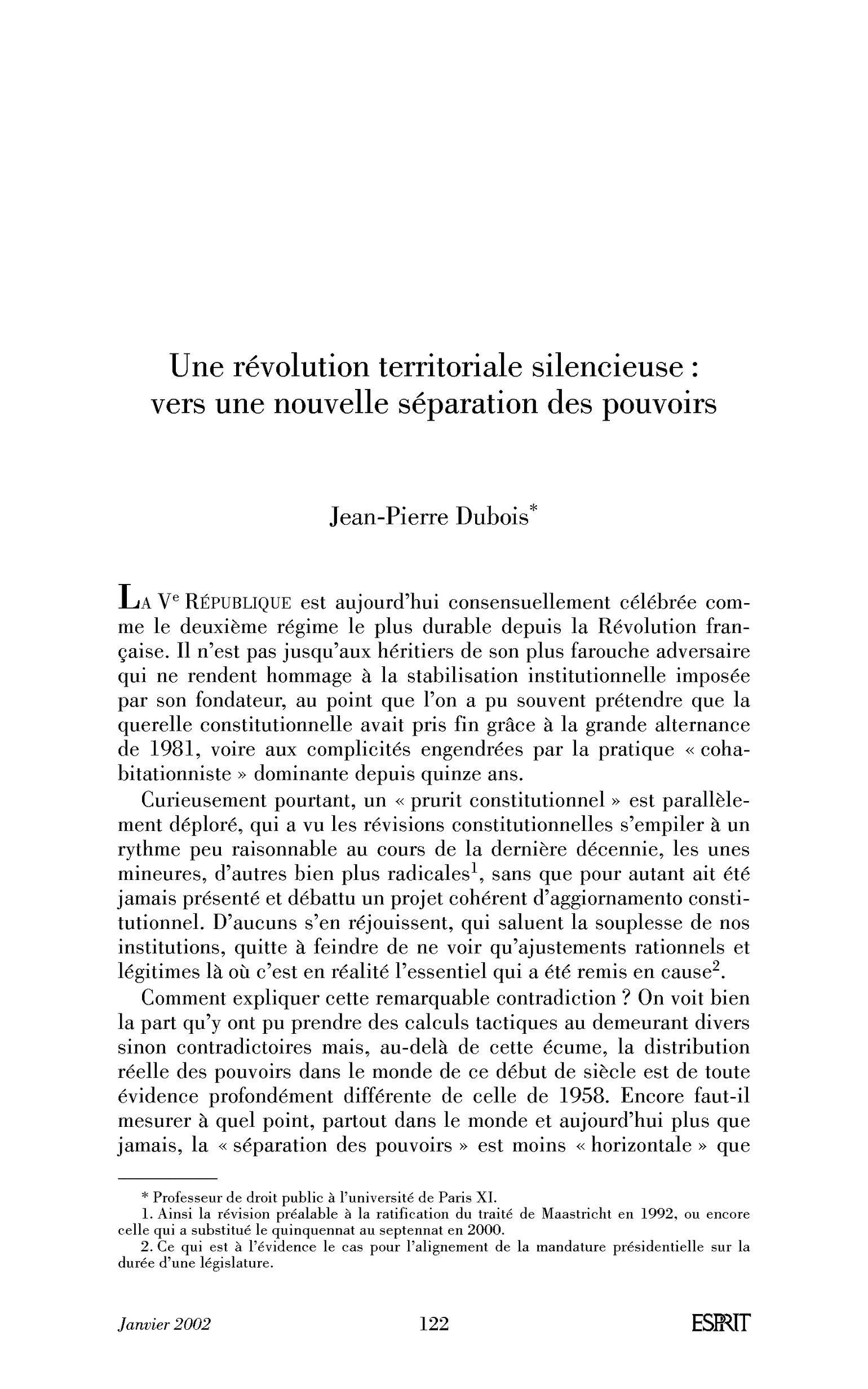 Une révolution territoriale silencieuse: vers une nouvelle séparation des pouvoirs
