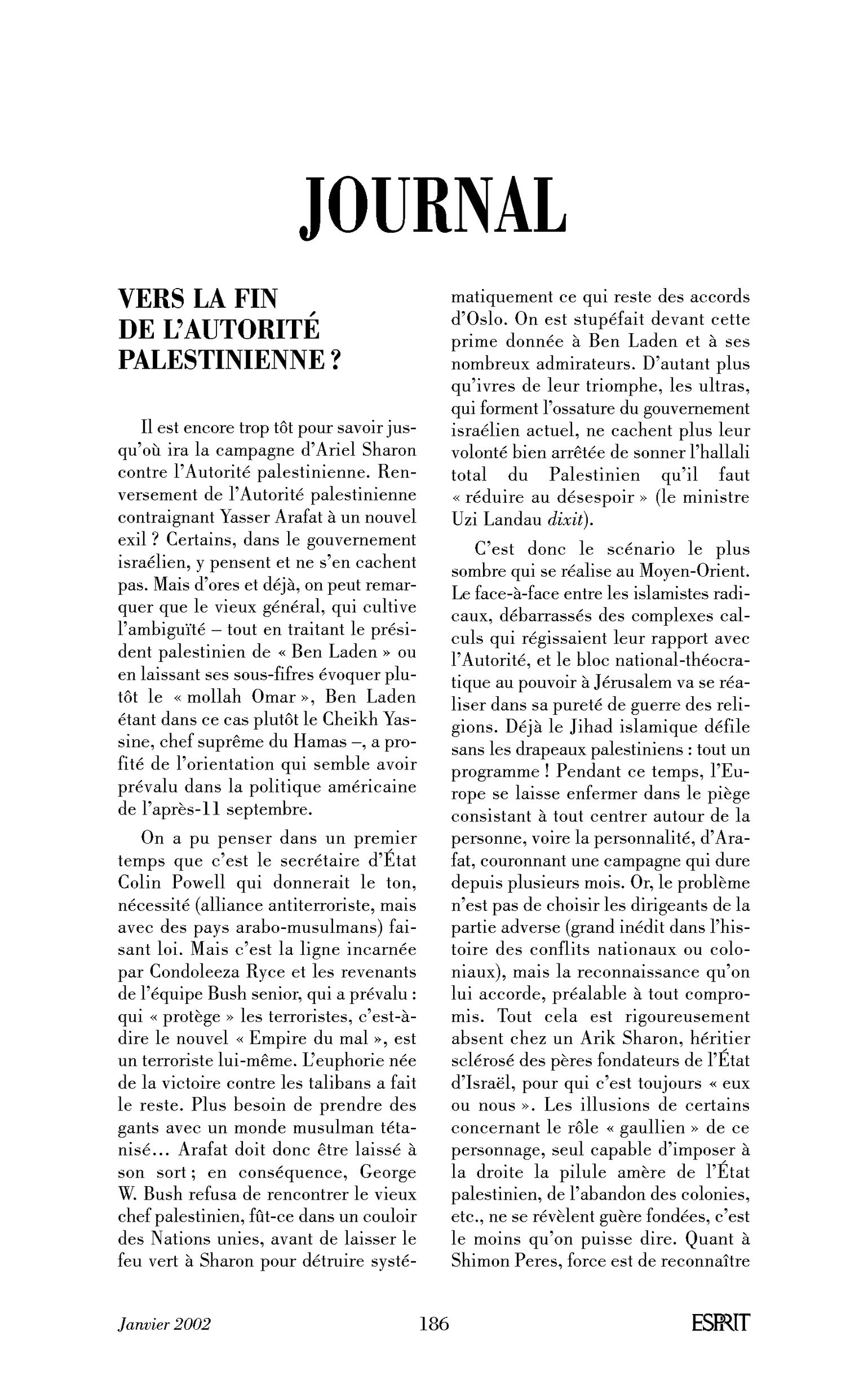 Vers la fin de l’Autorité palestinienne?