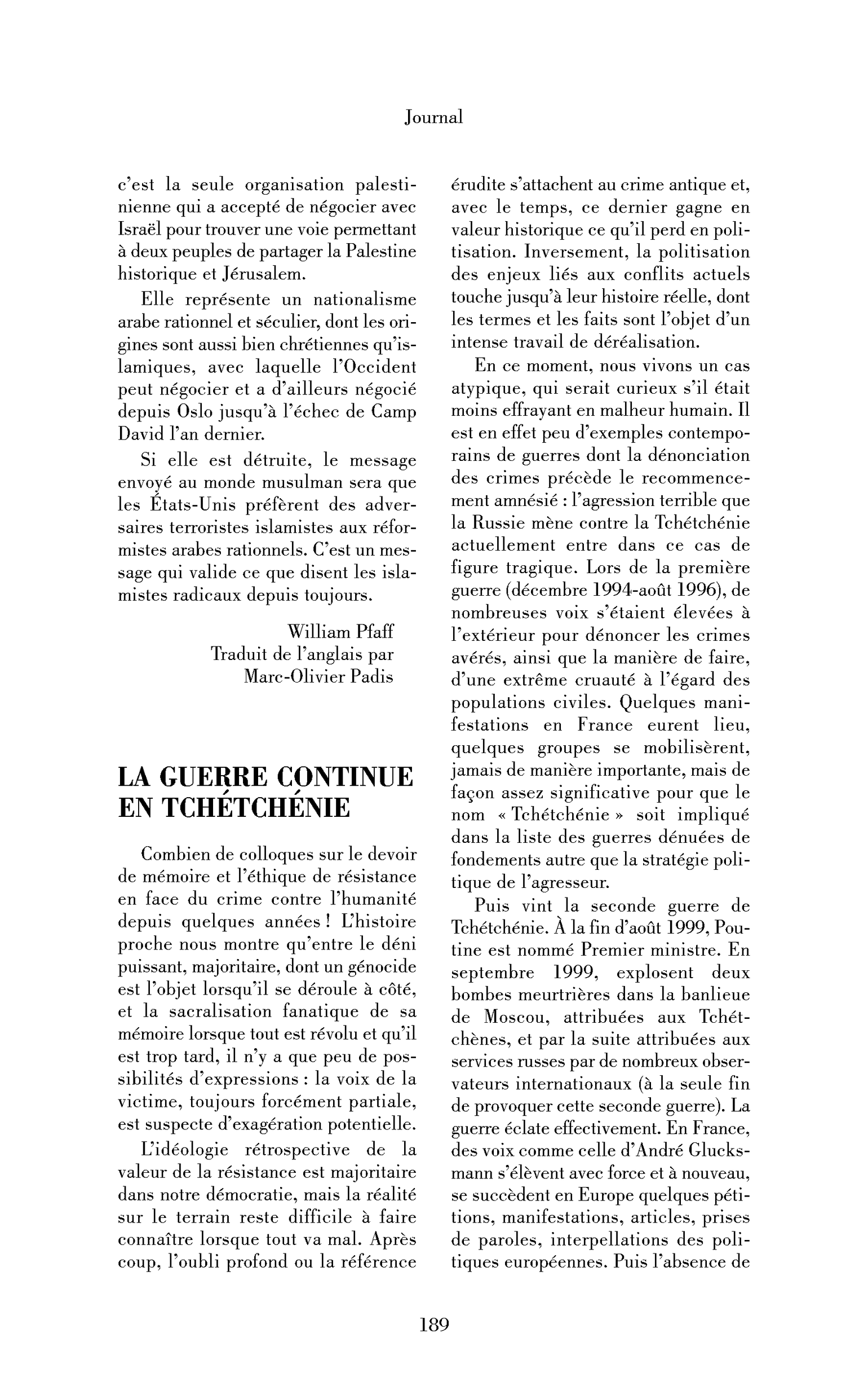 La guerre continue en Tchétchénie