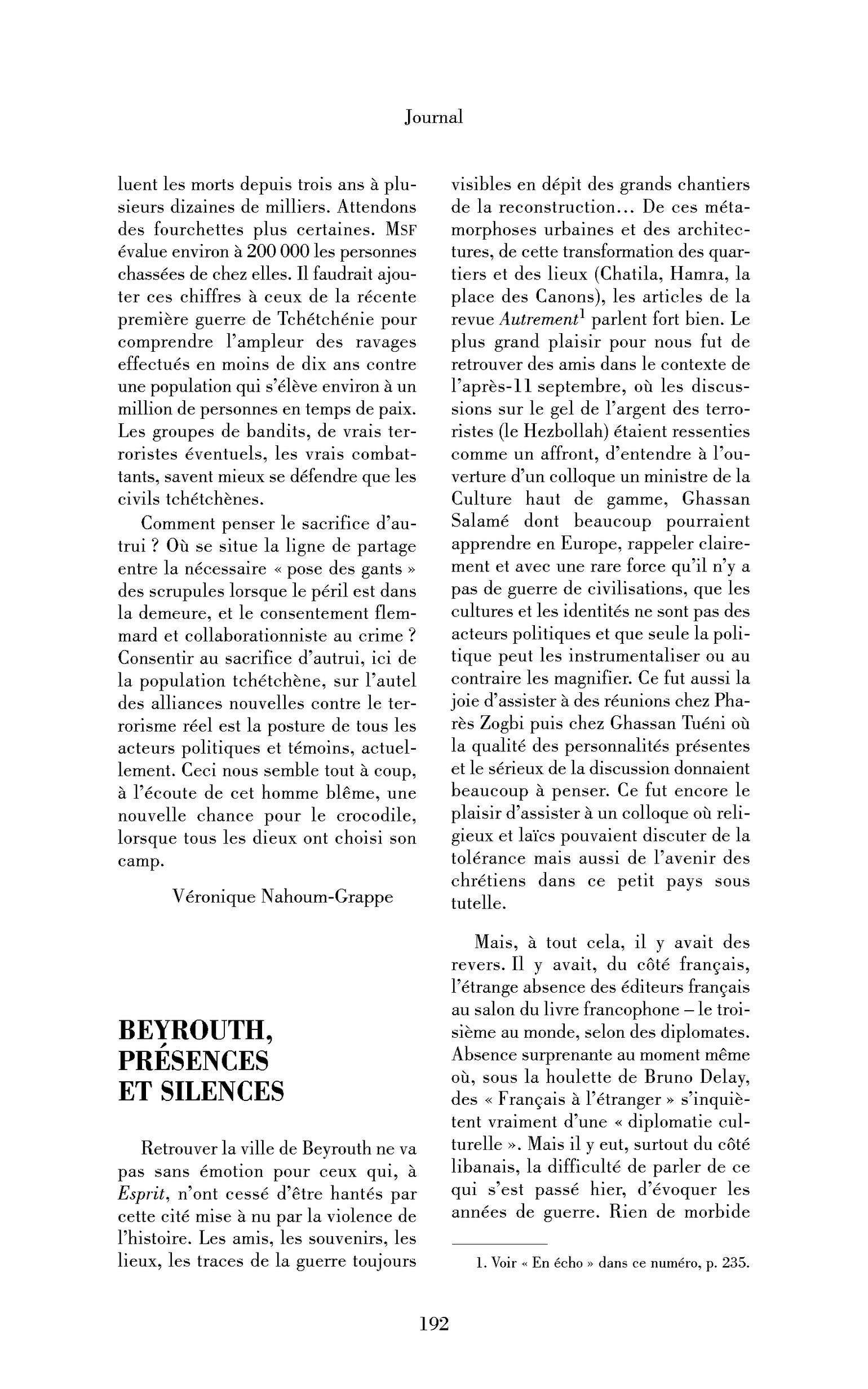 Beyrouth, présences et silences
