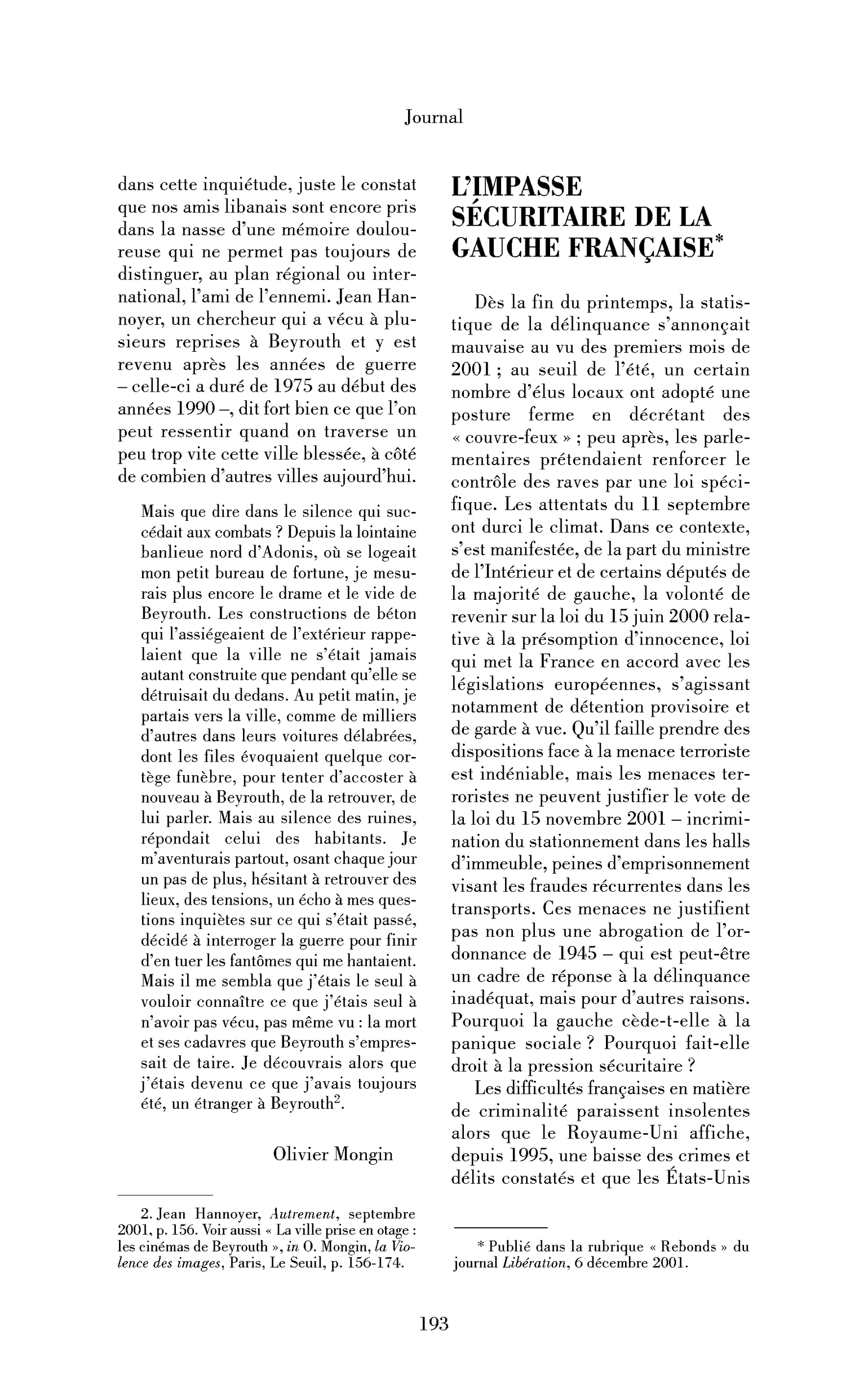 L’impasse sécuritaire de la gauche française