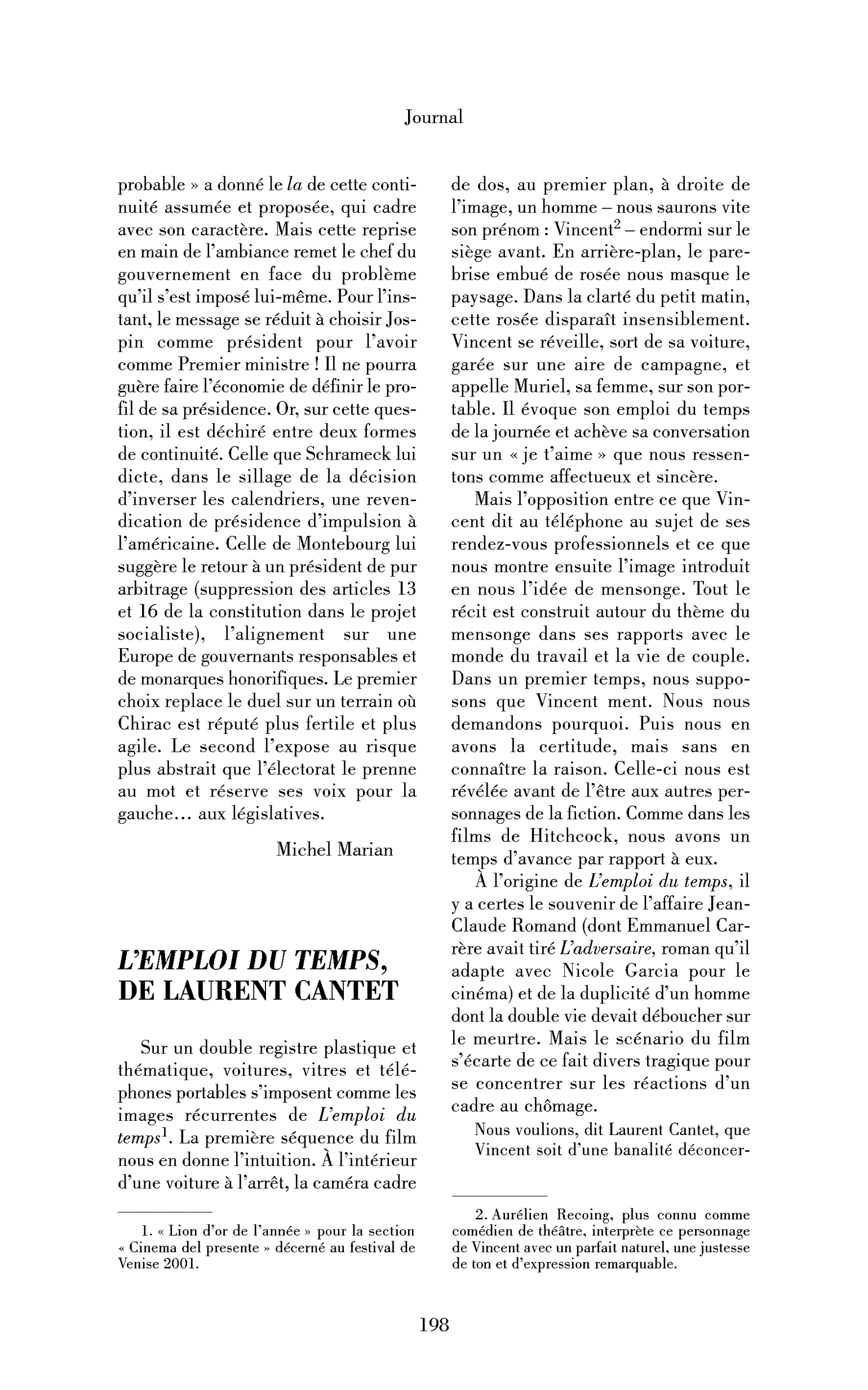 L’emploi du temps, de Laurent Cantet
