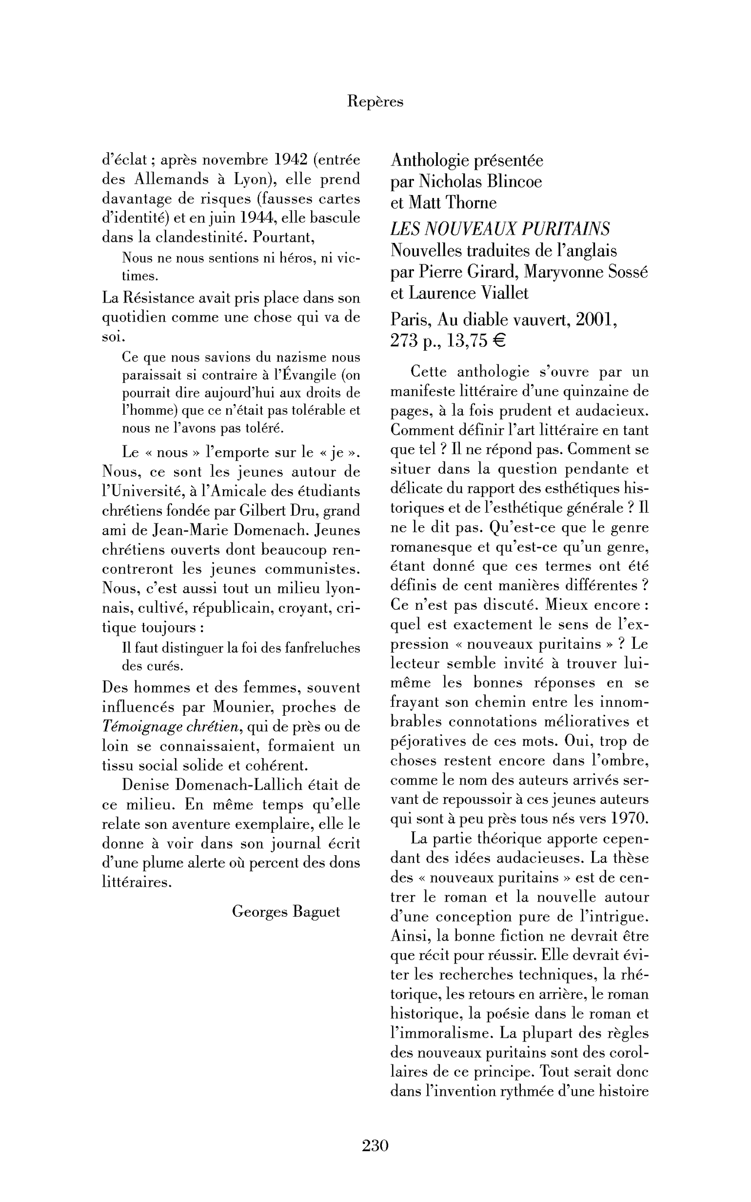 Anthologie présentée par Nicholas Blincoe et Matt Thorne: les Nouveaux Puritains