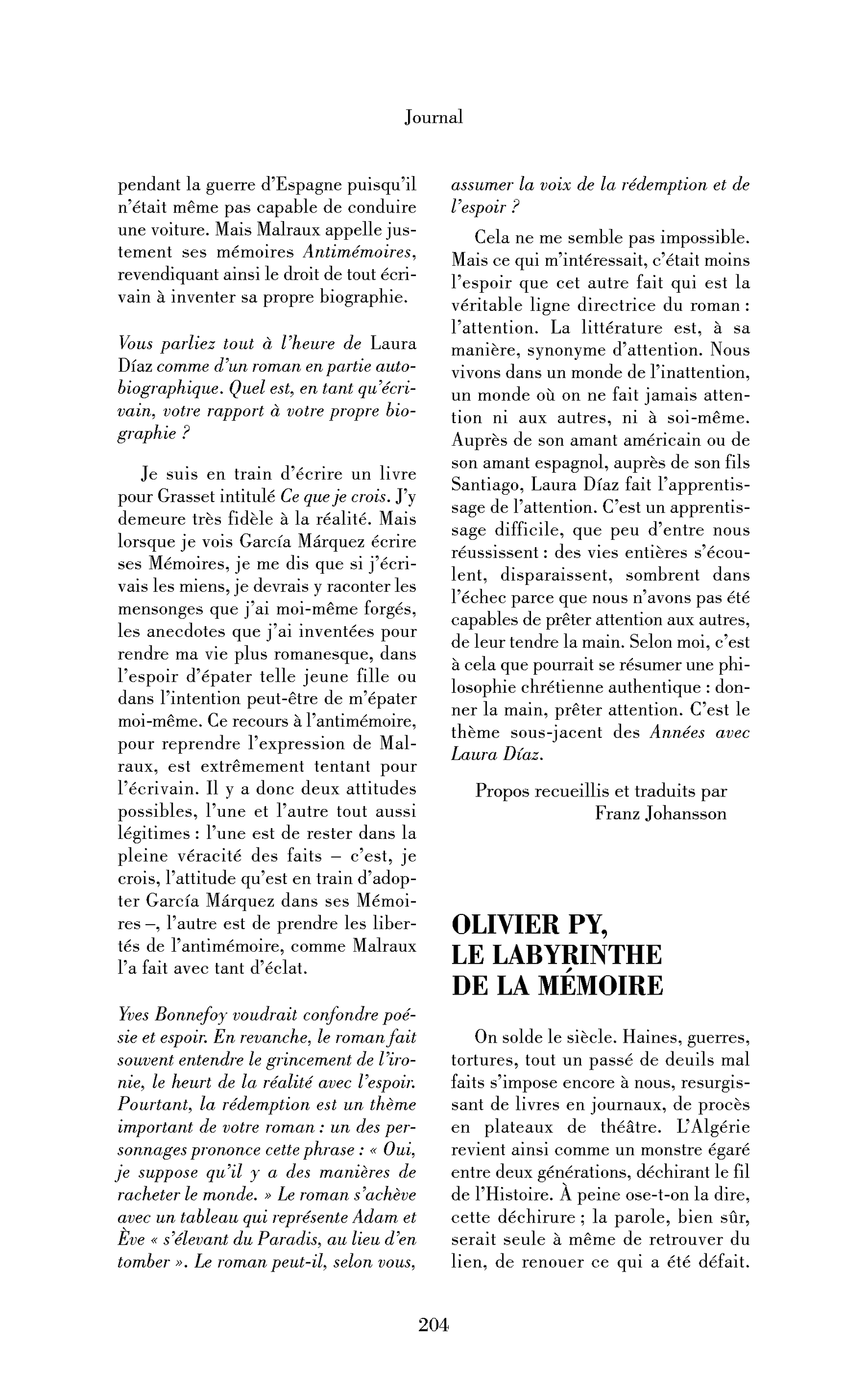 Olivier Py, le labyrinthe de la mémoire