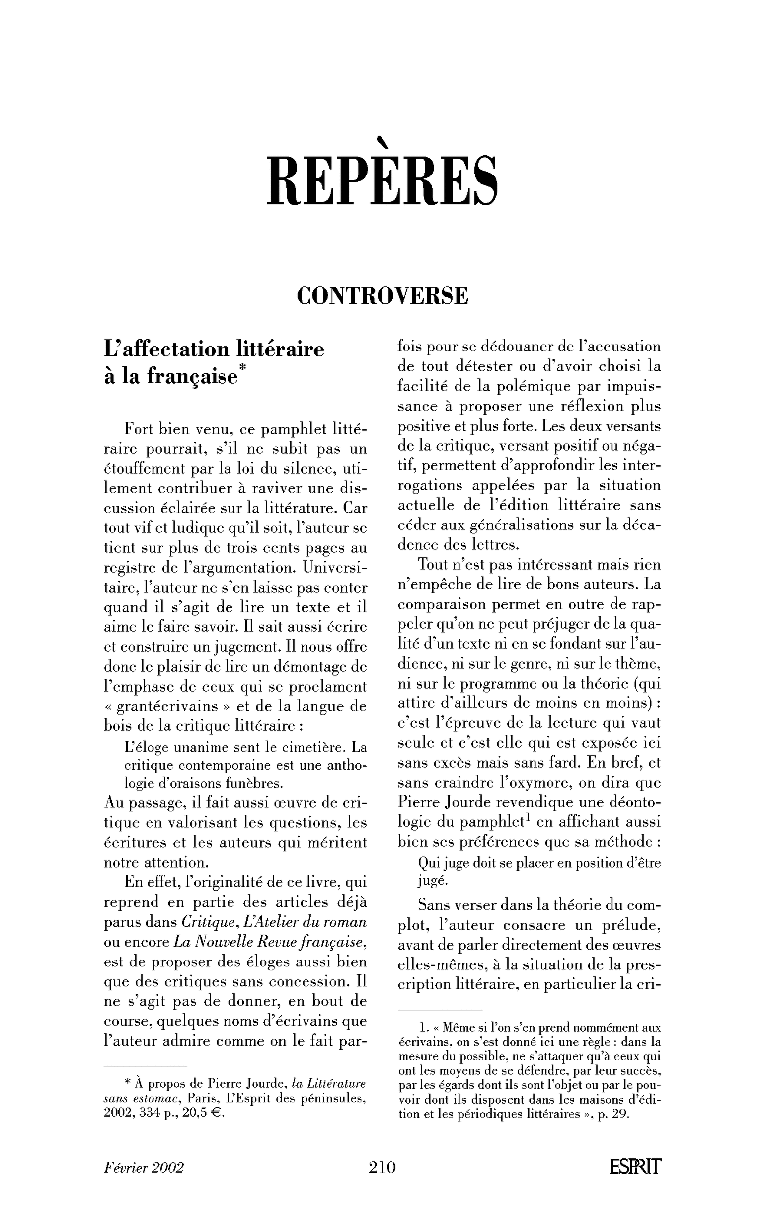 L’affectation littéraire à la française