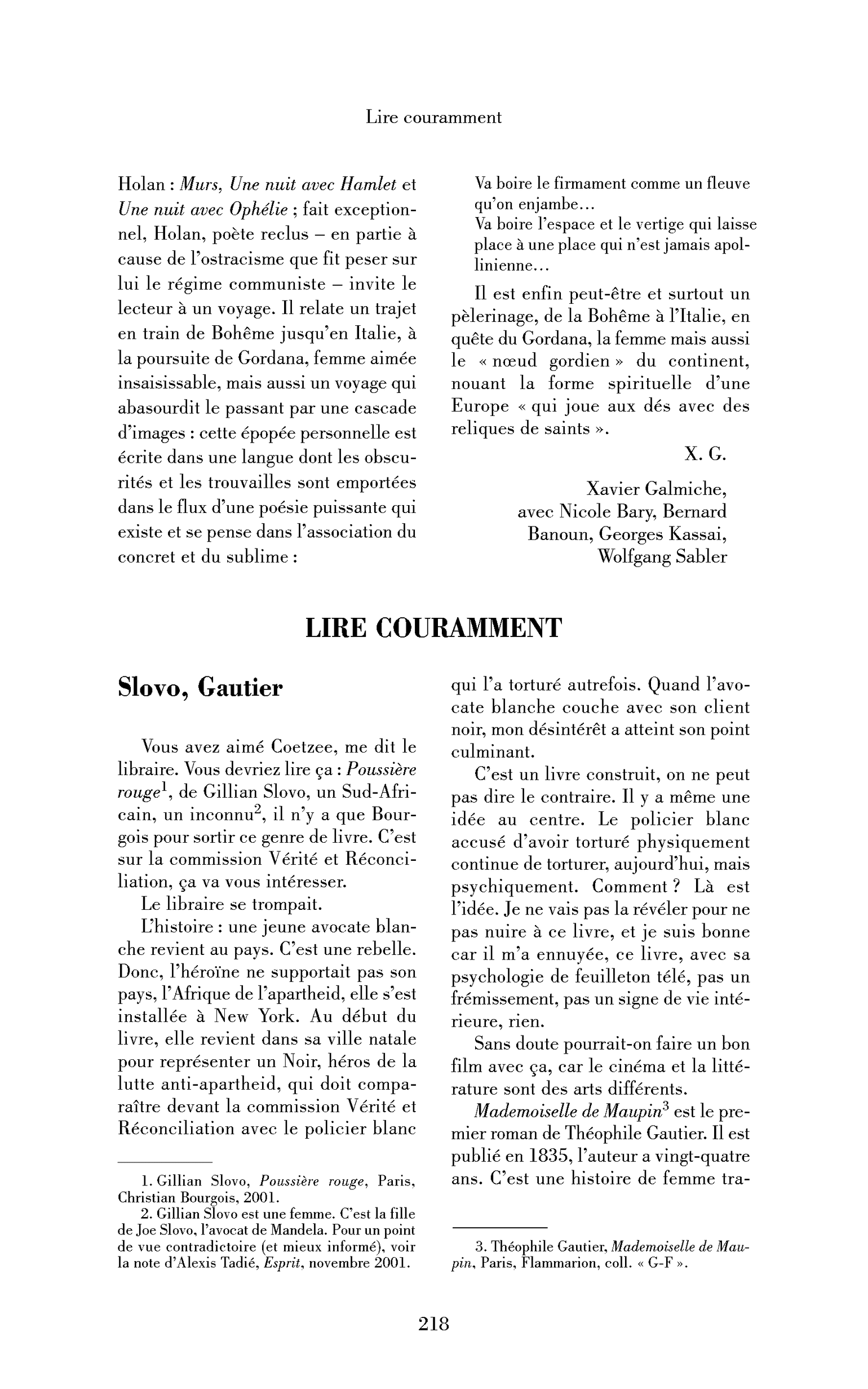 Slovo, Gautier