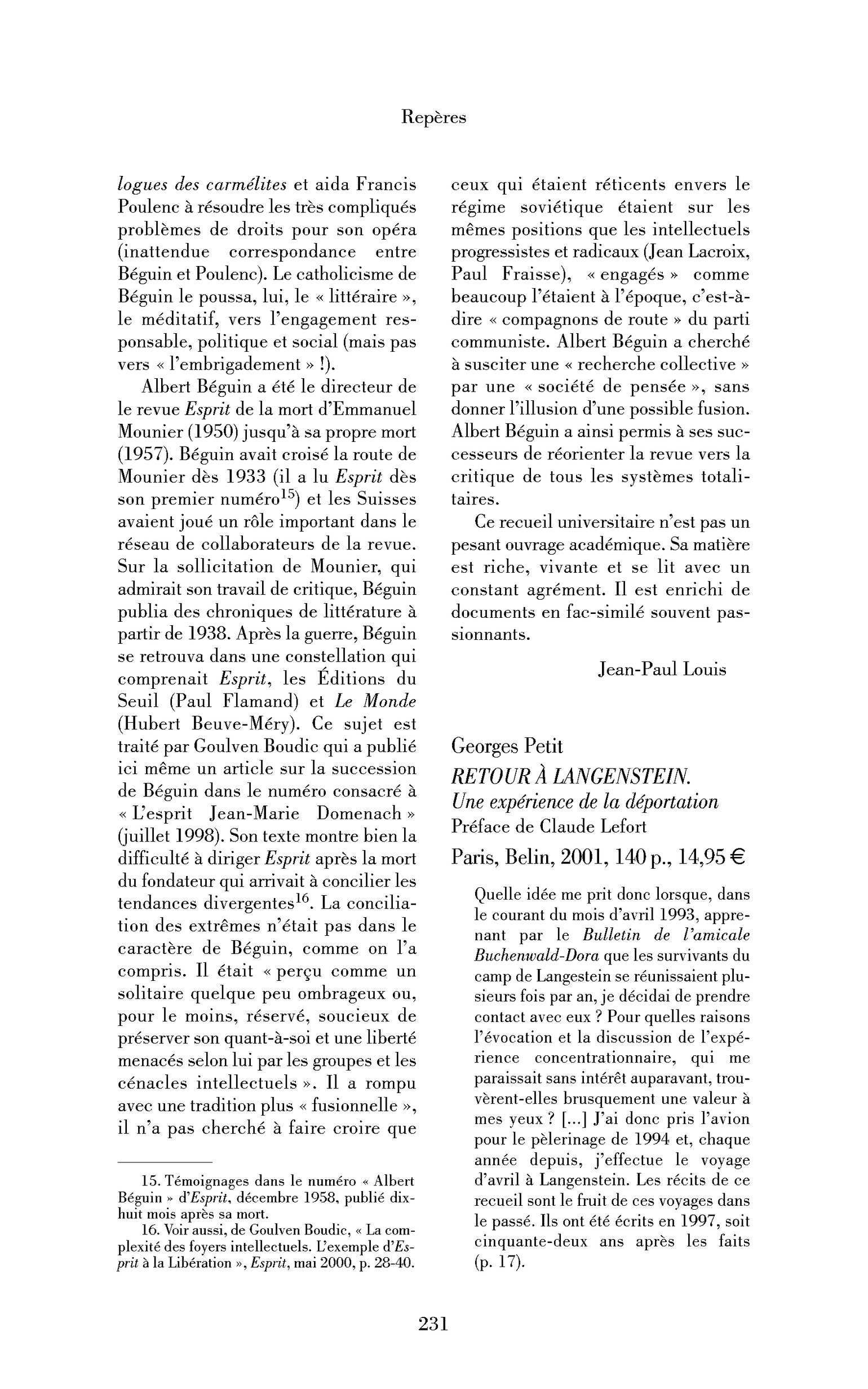Georges Petit: Retour à Langenstein. Une expérience de la déportation