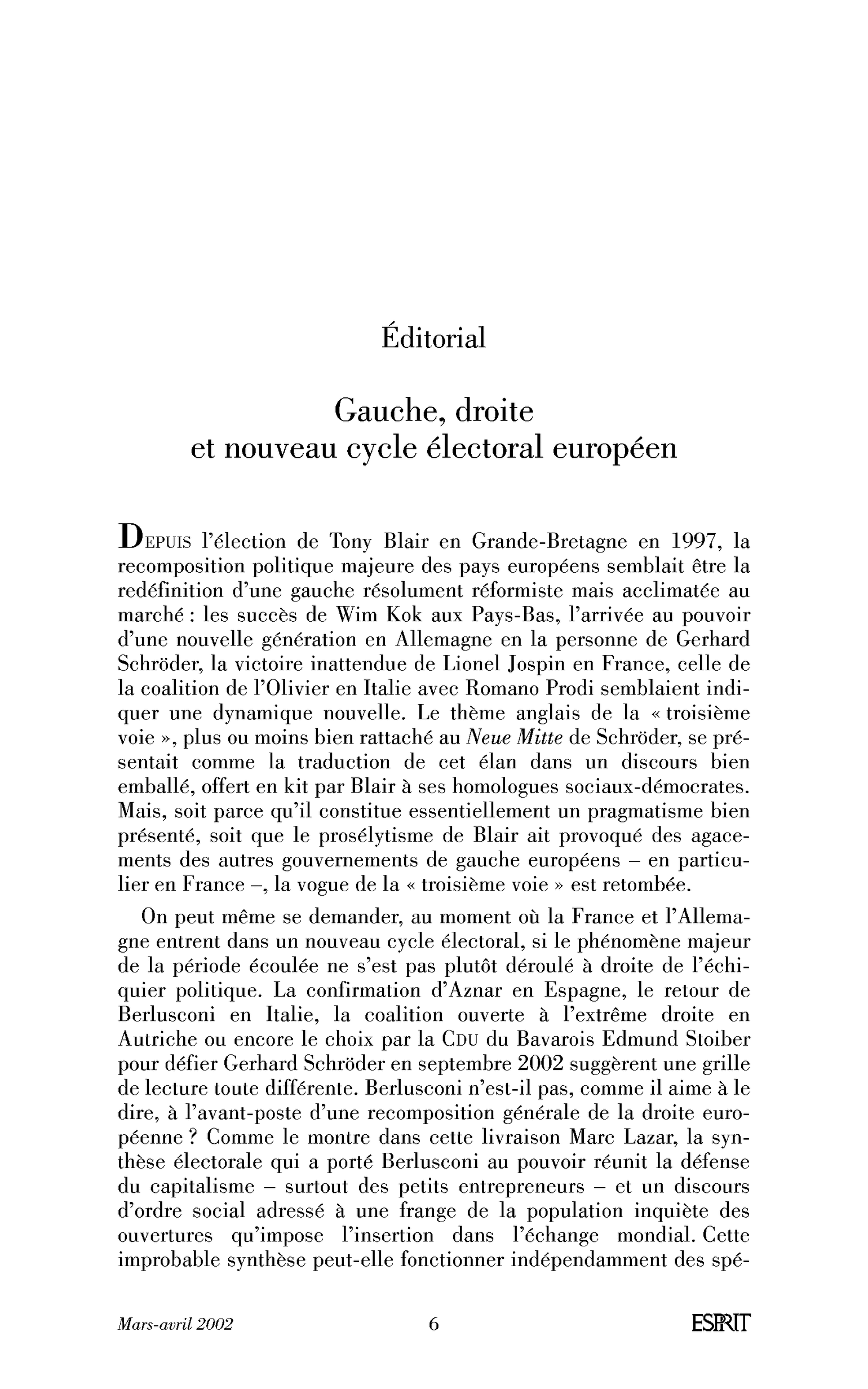 Gauche, droite et nouveau cycle électoral européen