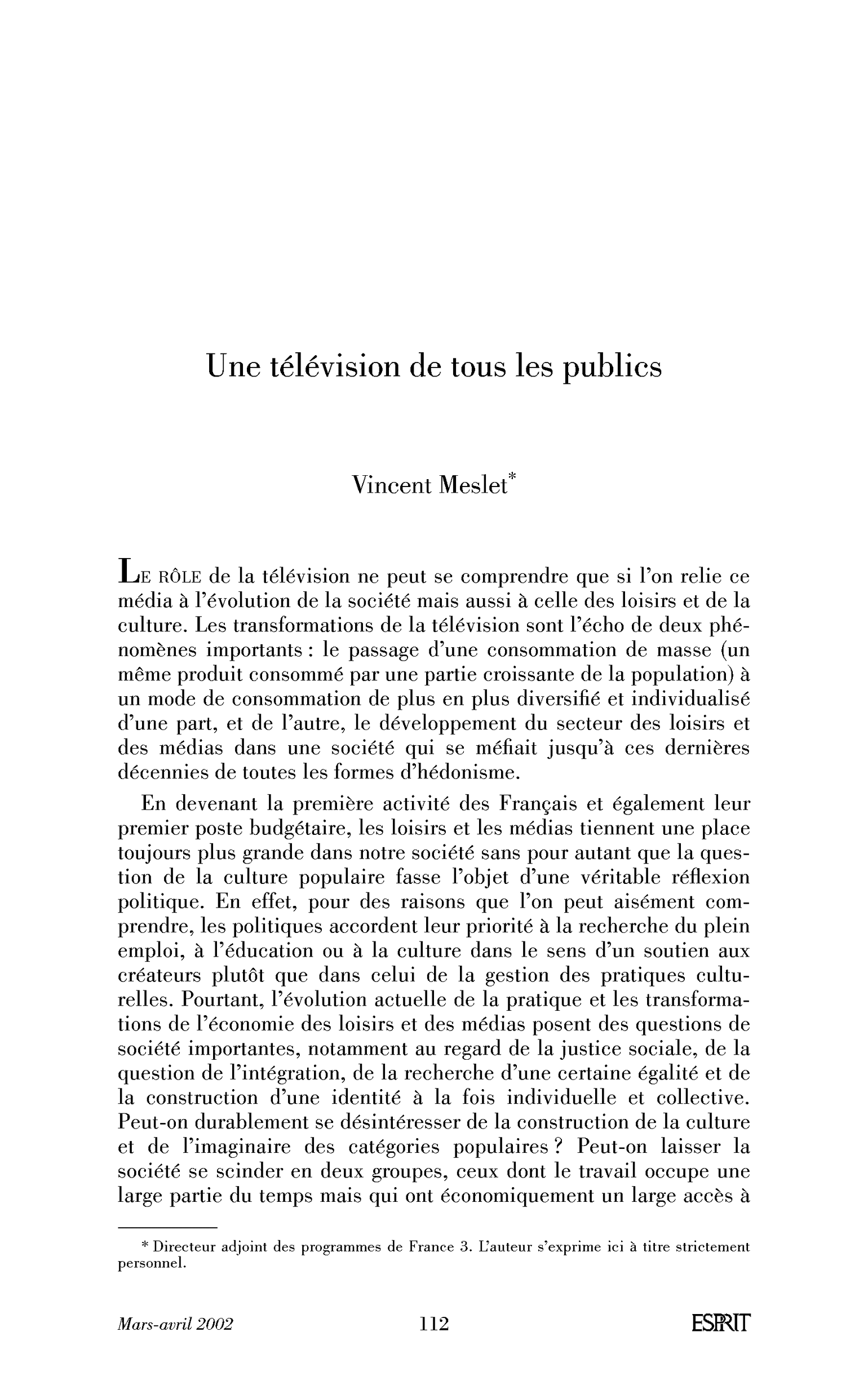 Une télévision de tous les publics