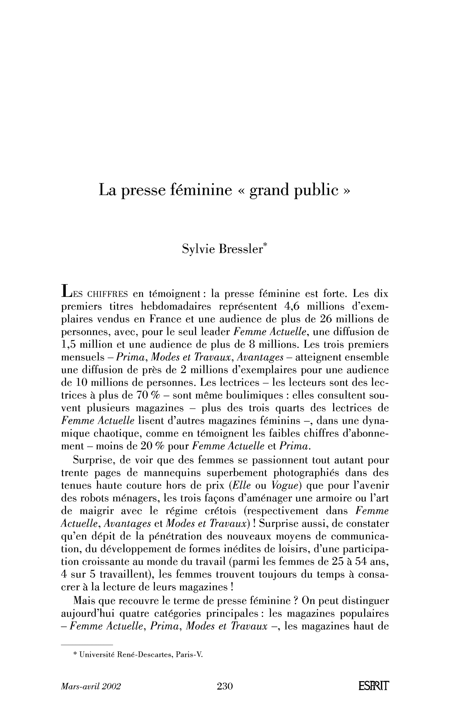 La presse féminine « grand public »