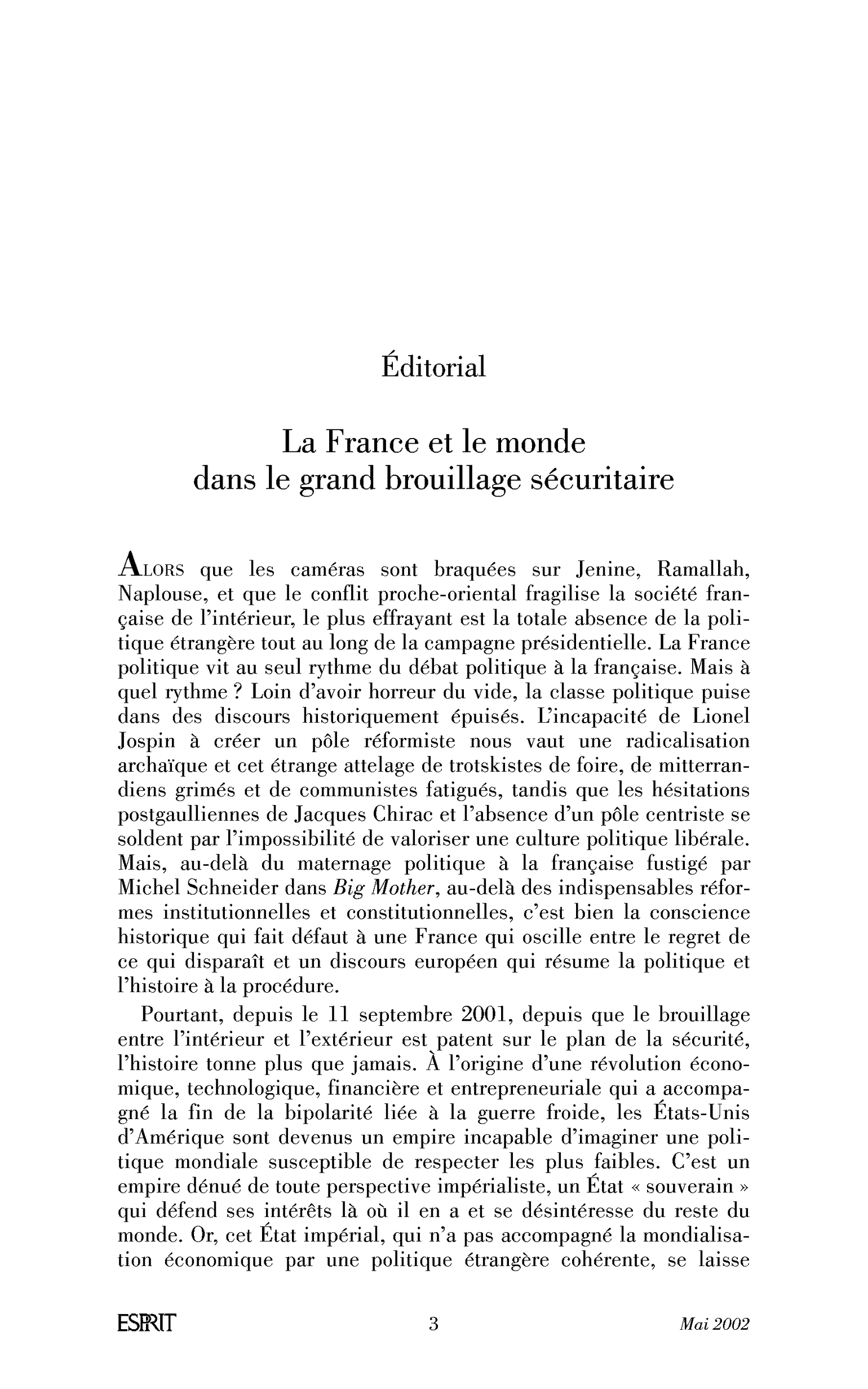 La France et le monde dans le grand brouillage sécuritaire