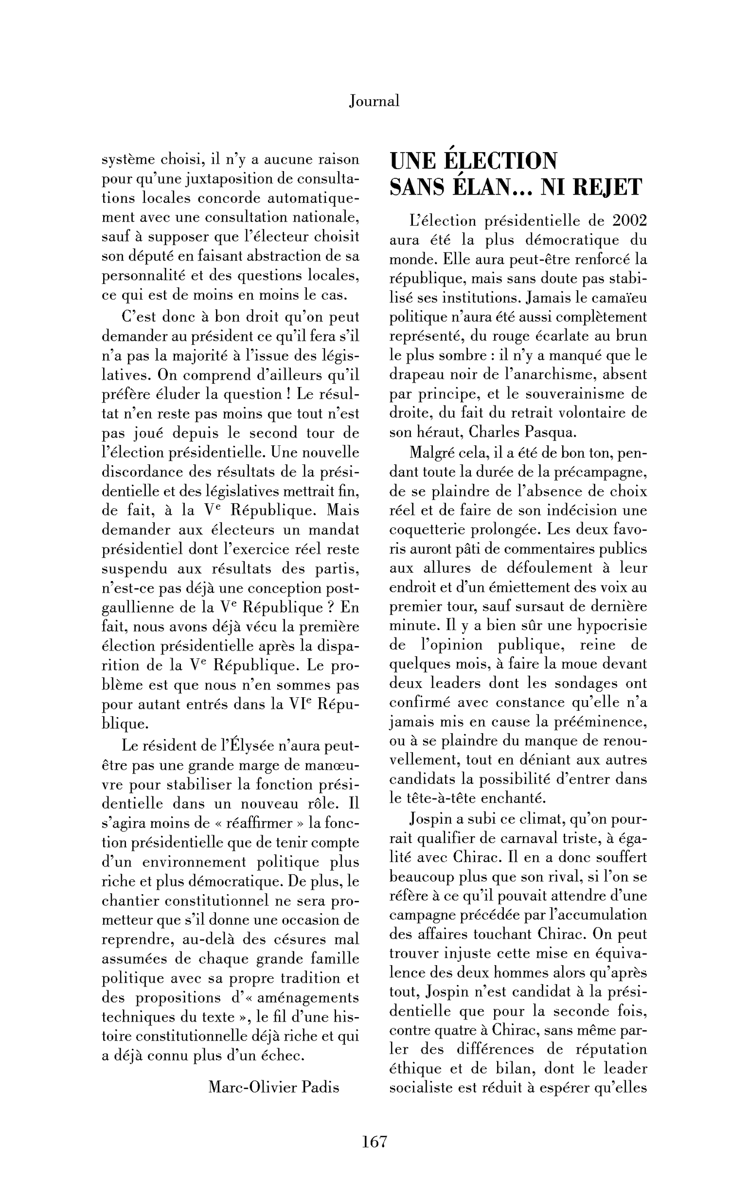 Une élection sans élan