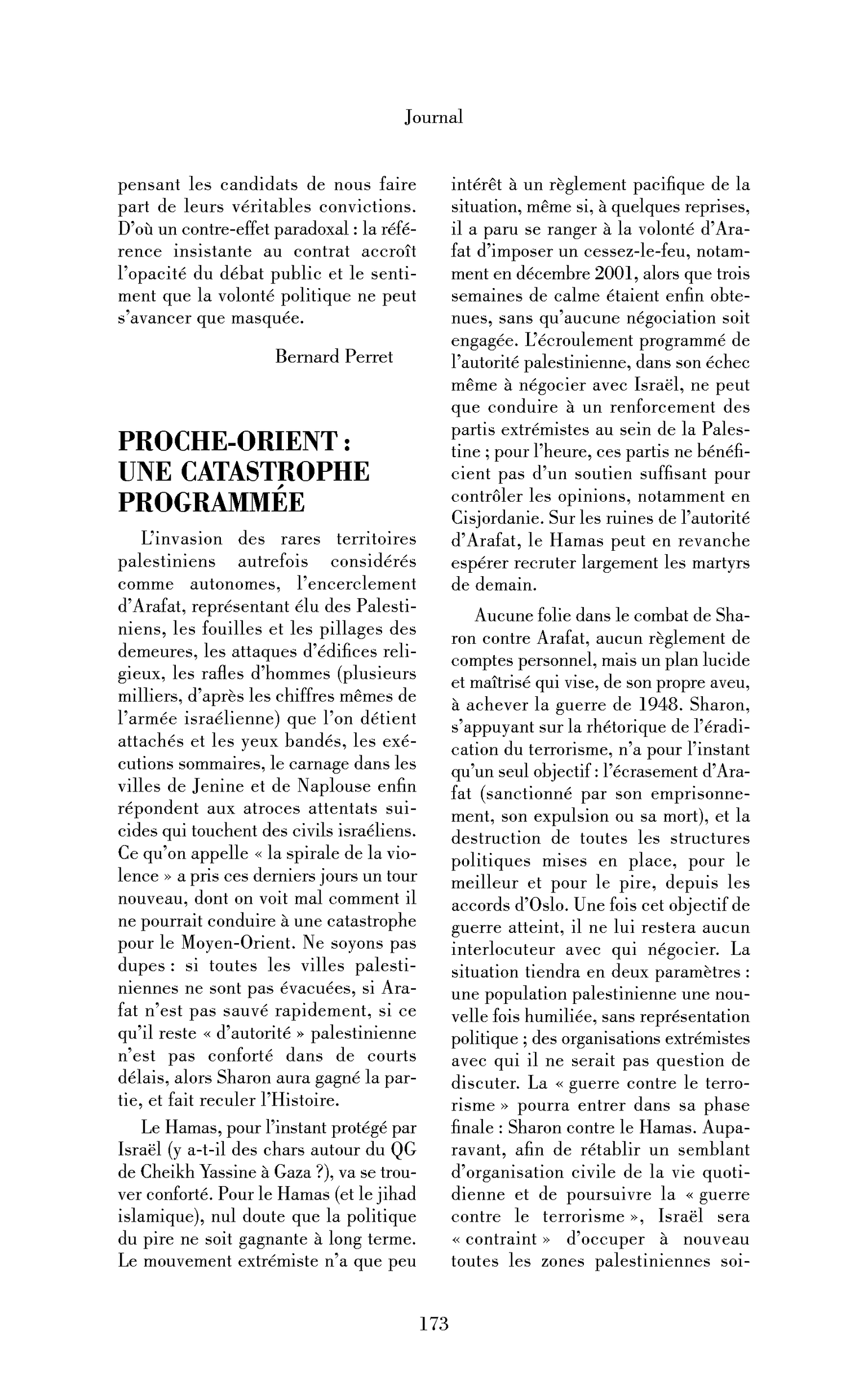 Proche-Orient: une catastrophe programmée