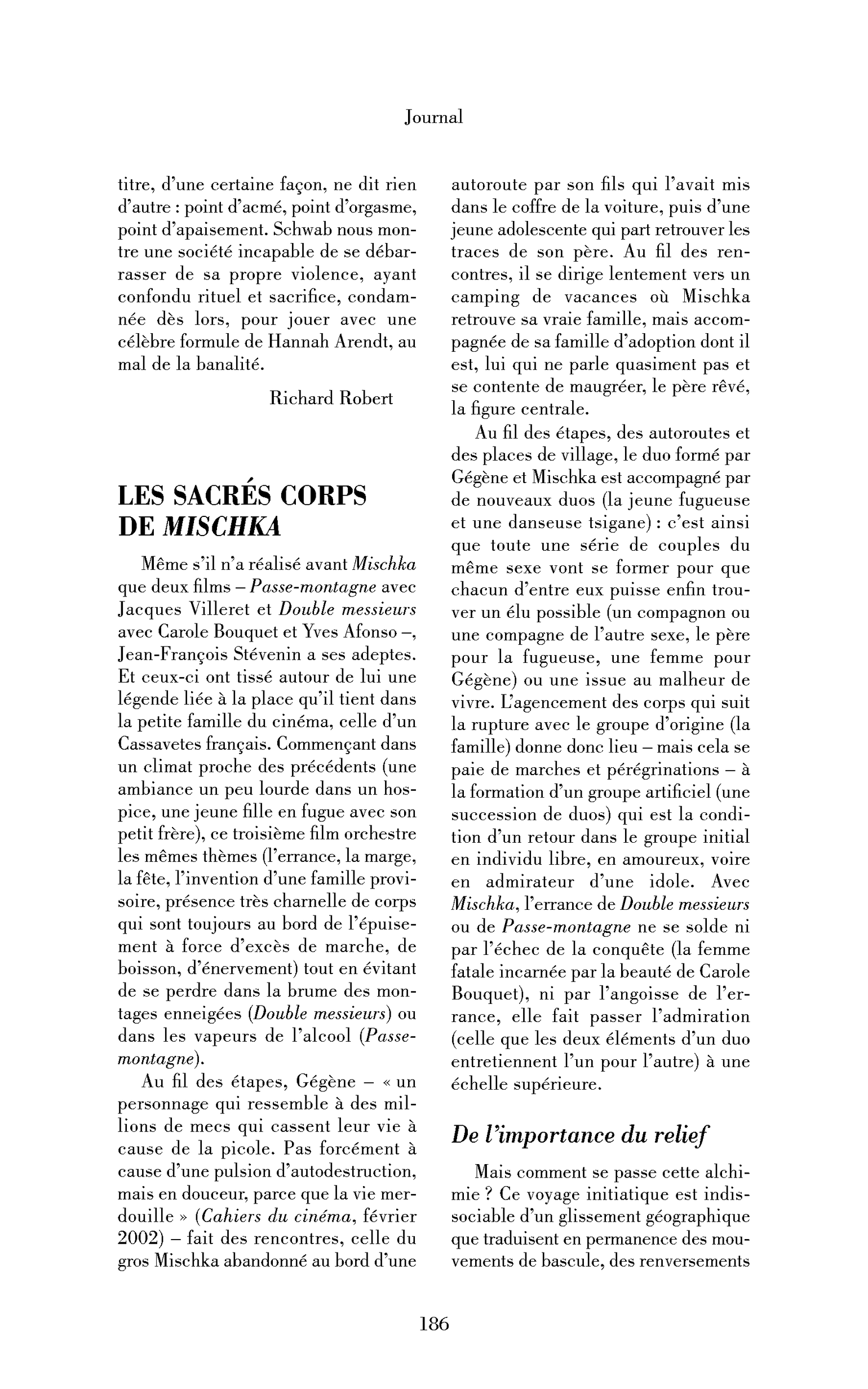 Les sacrés corps de Mischka