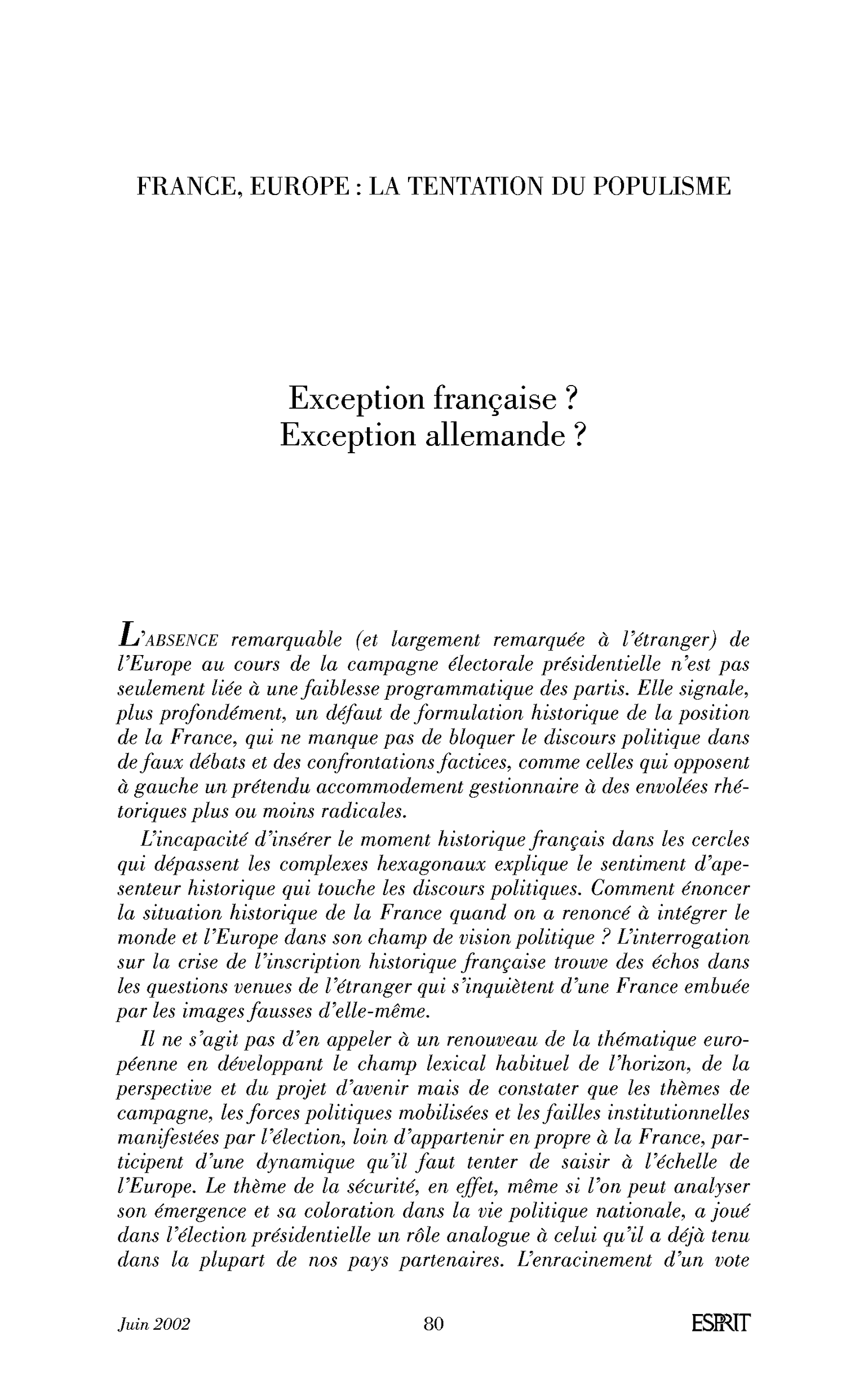 Introduction: Exception française? Exception allemande?